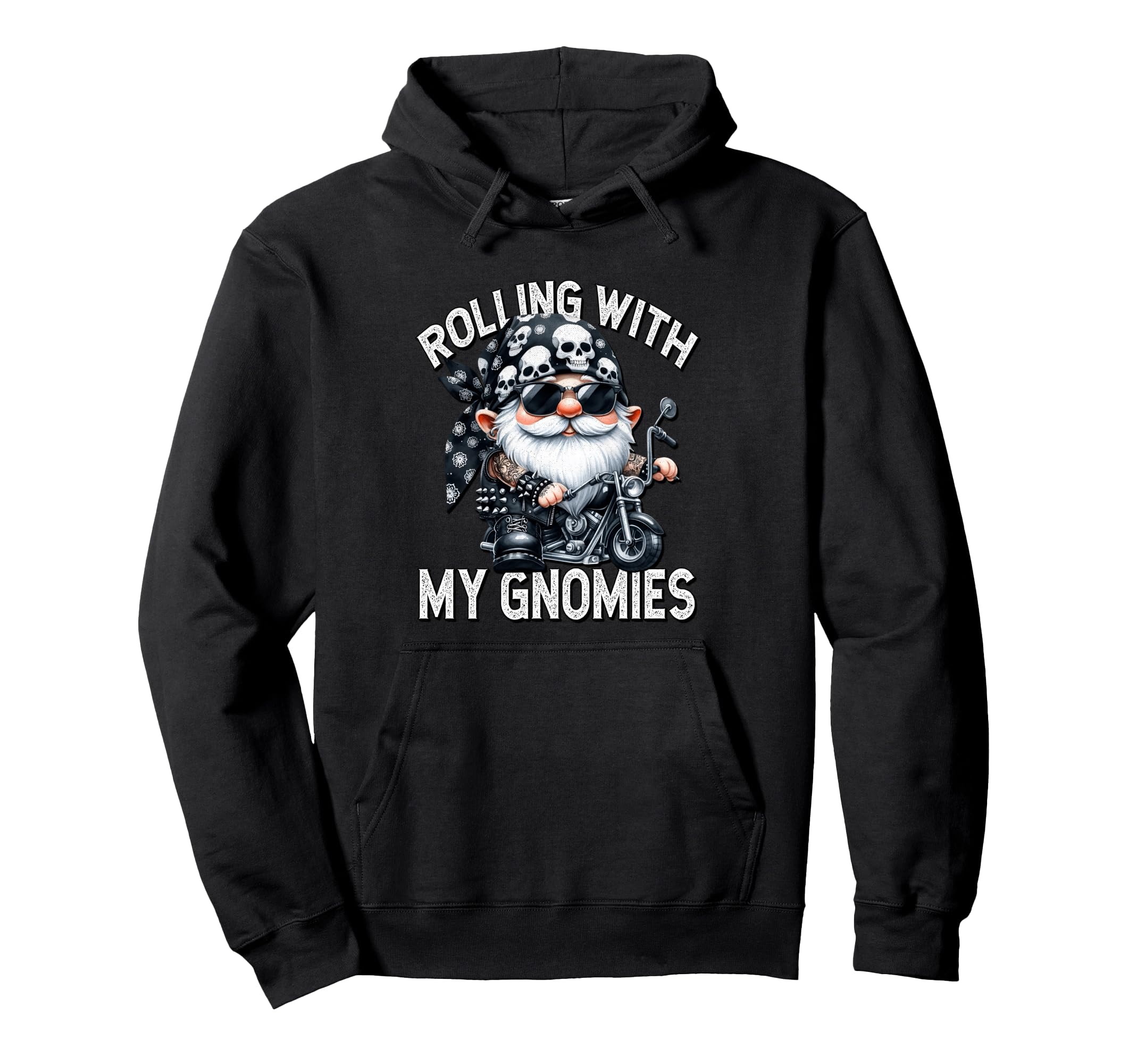 Funny Motorcycle Biker Gnome Rolling Hoodie - Custom Art Print Men Women - T-Shirt, Sweatshirt, Hoodie