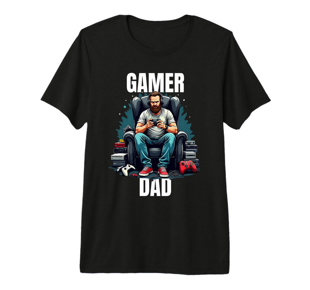 Fathers Day Gift Gamer Dad Tri Blend T-Shirt - Custom Art Print Unisex - T-Shirt, Sweatshirt, Hoodie