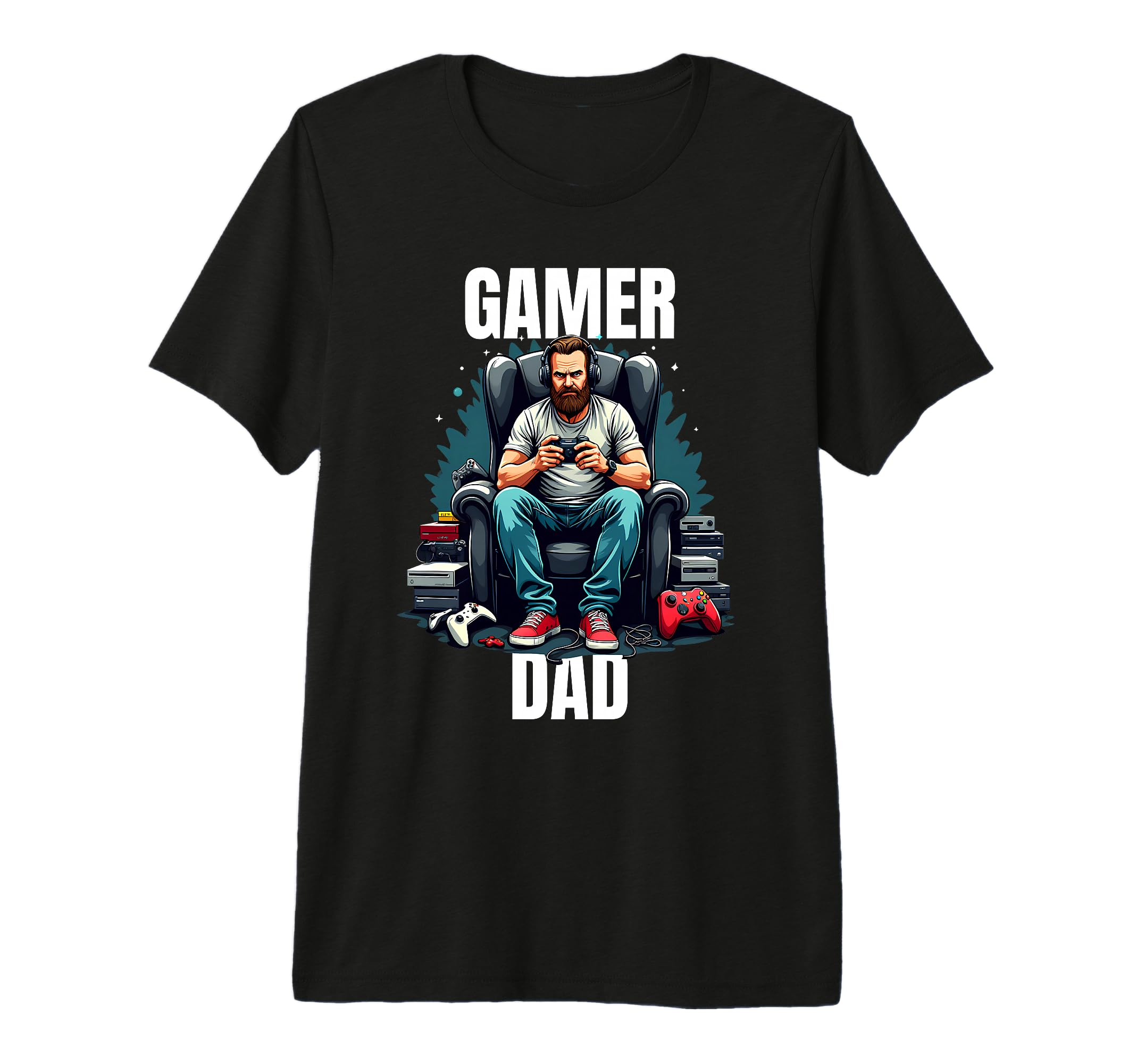 Fathers Day Gift Gamer Dad Tri Blend T-Shirt - Custom Art Print Unisex - T-Shirt, Sweatshirt, Hoodie