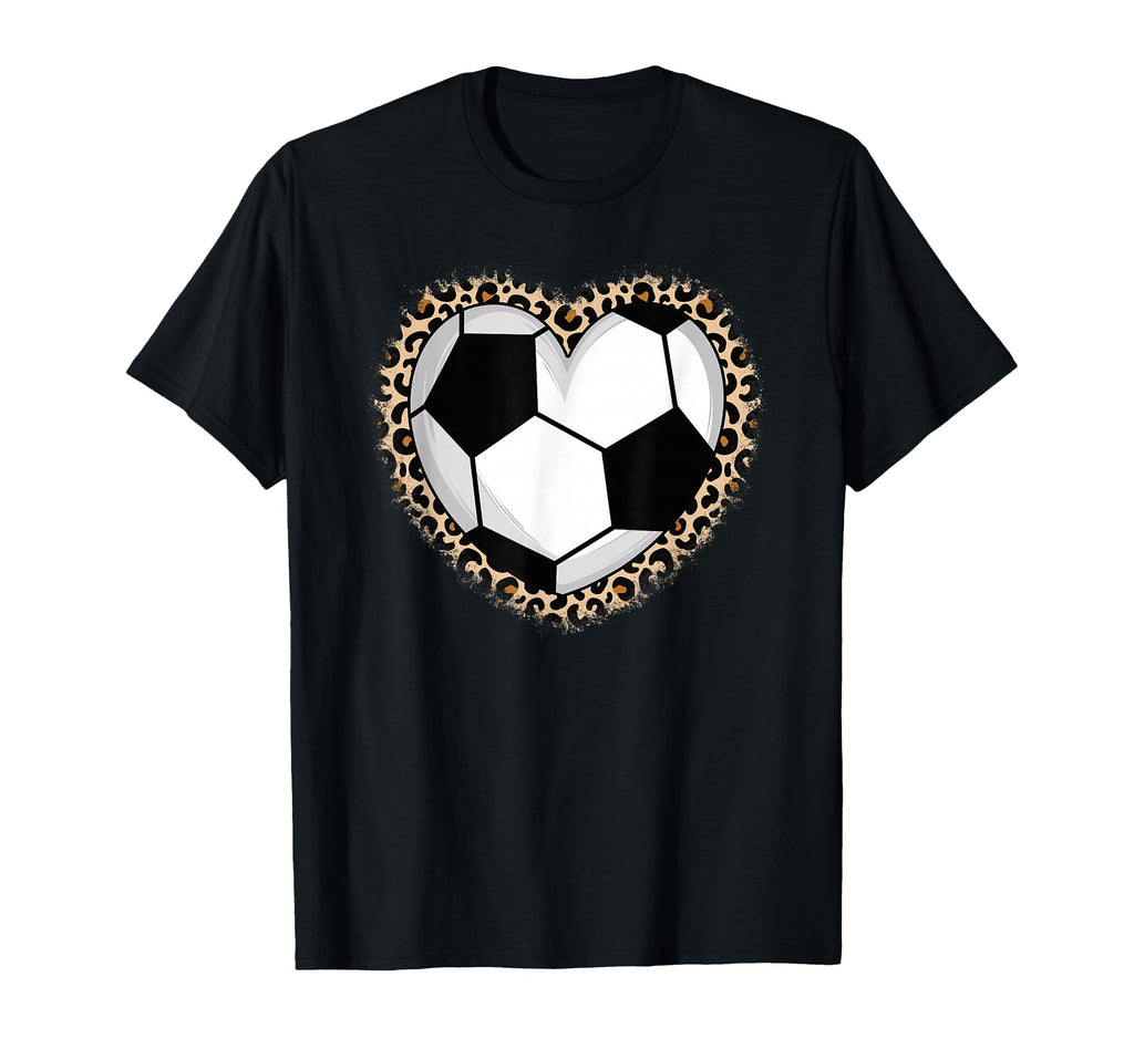 Soccer Heart Leopard Soccer T-Shirt - Novelty Apparel Unisex - T-Shirt, Sweatshirt, Hoodie
