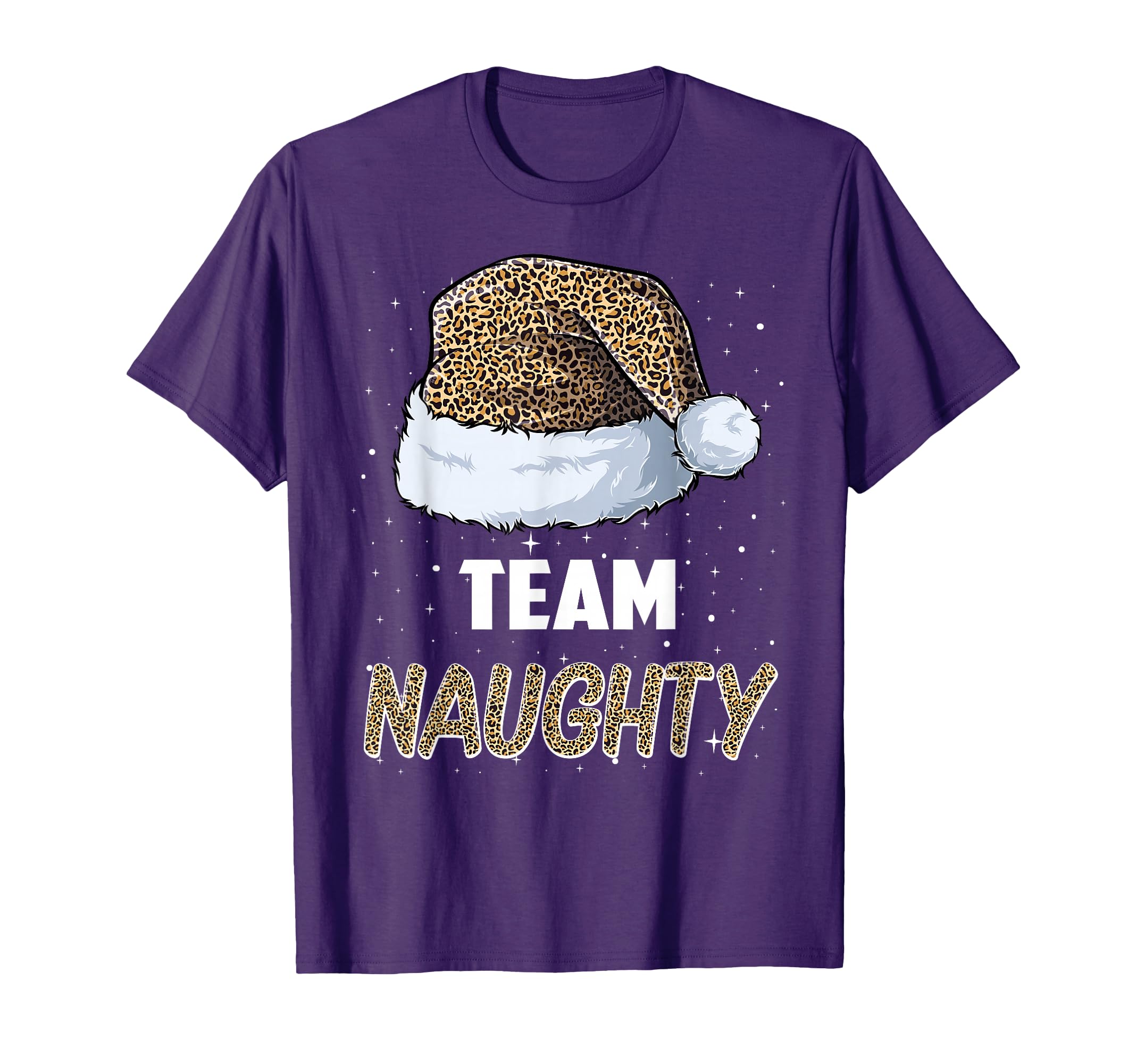 Team Naughty Santa Leopard Hat Pajamas T-Shirt - Trendy Graphic Men Women - T-Shirt, Sweatshirt, Hoodie
