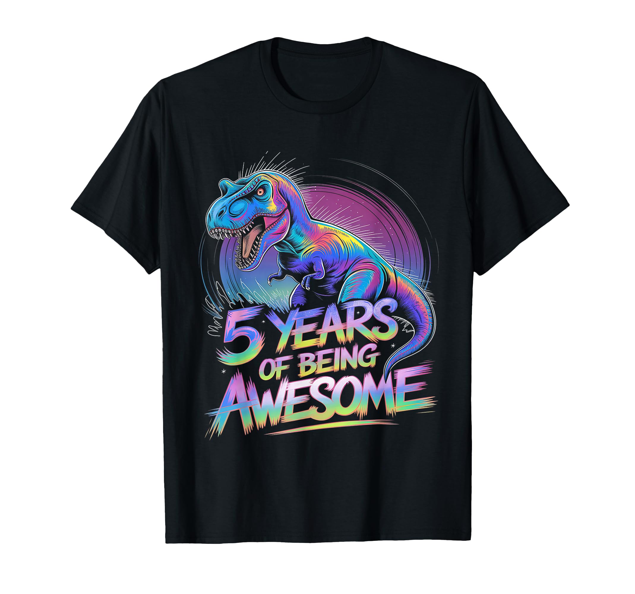 Dinosaur 5Th Birthday 5 Year Old T-Shirt - Custom Art Print for Adults - T-Shirt, Sweatshirt, Hoodie