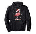 Merry Hat Santa Flamingo Light Hoodie - Unique Graphic Men Women - T-Shirt, Sweatshirt, Hoodie