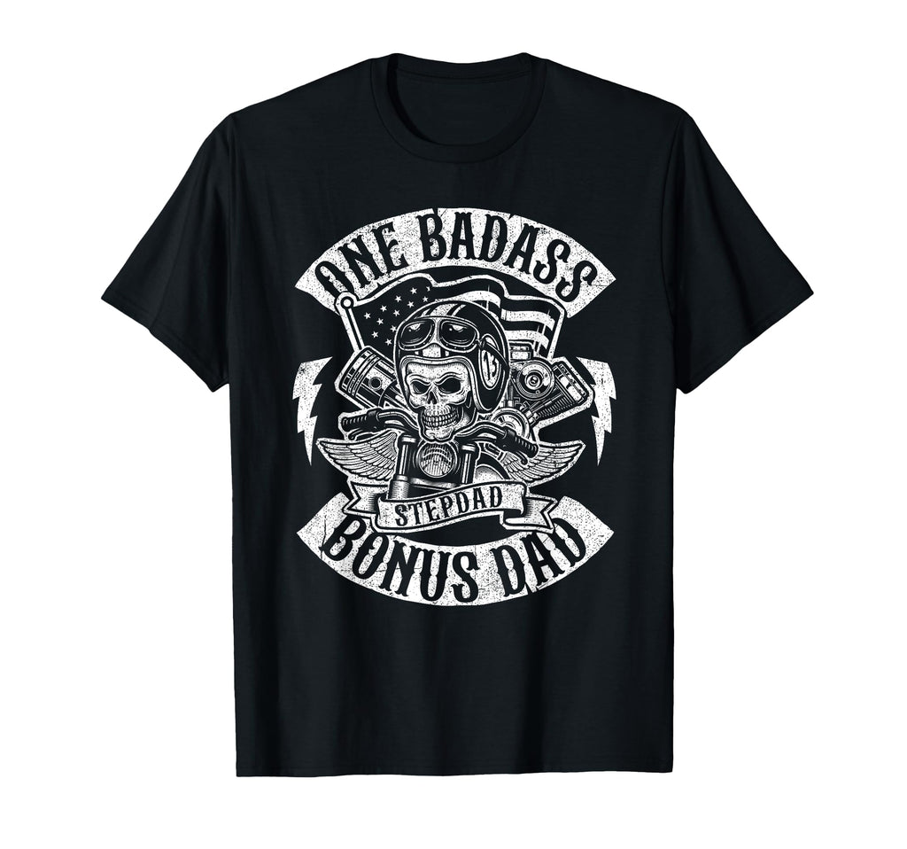 One Badass Bonus Stepdad Biker Step T-Shirt - Minimalist Print for Adults - T-Shirt, Sweatshirt, Hoodie
