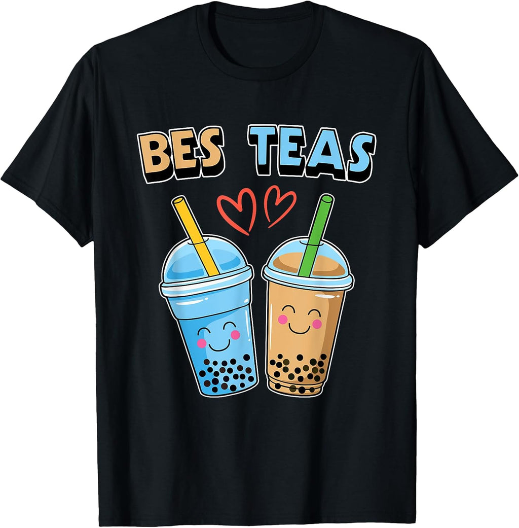 Boba Bubble Tea Bes Teas Kawaii Cute Bestie Blue and - Adult & Kids T-Shirts, Sweatshirts & Hoodies apparel design preview 1