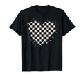 Checkered Love Heart Black White T-Shirt - Casual Everyday Wear for Adults - T-Shirt, Sweatshirt, Hoodie