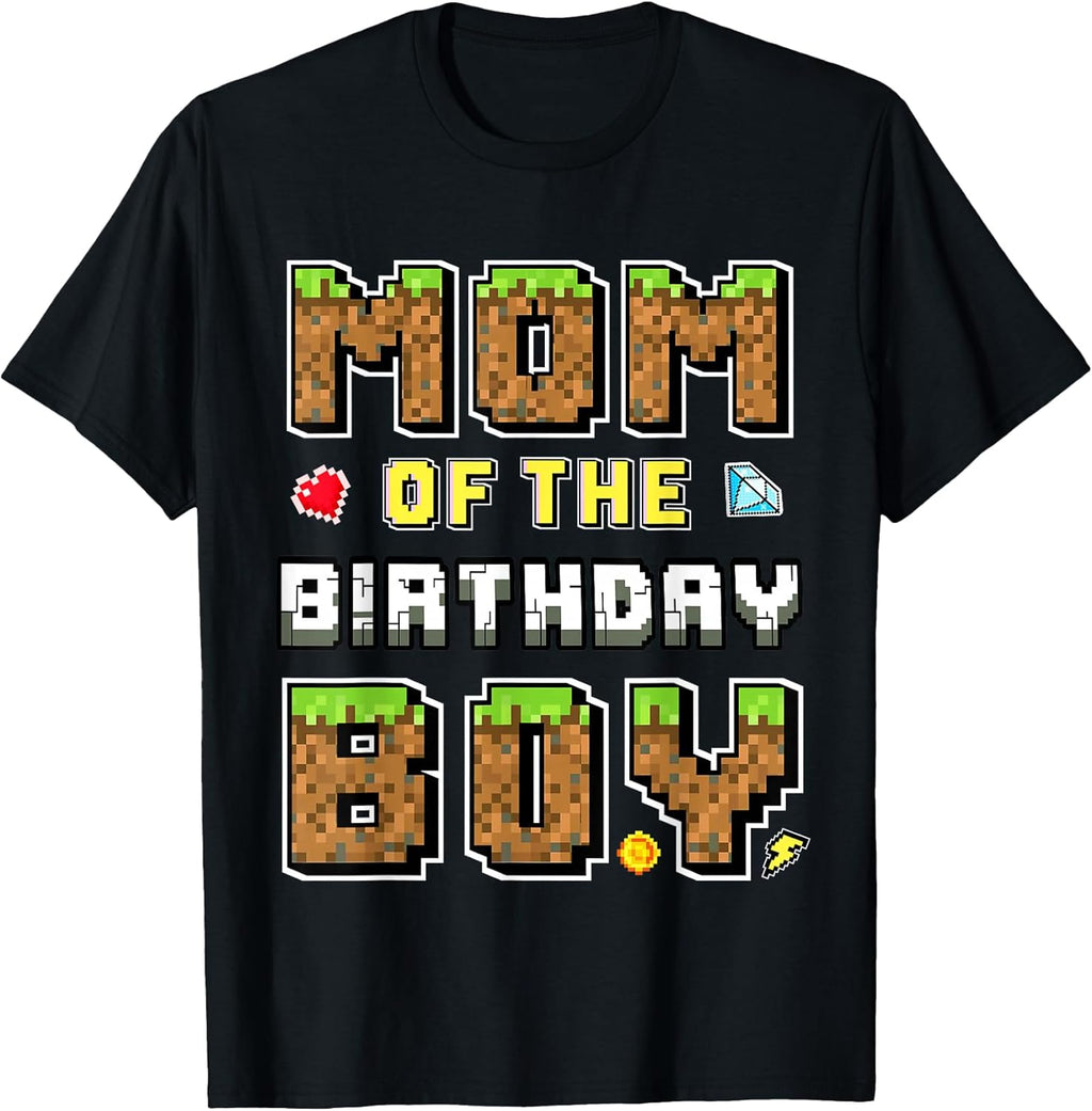 Mom Of The Birthday Boy Gamer Pixel party Matching - Adult & Kids T-Shirts, Sweatshirts & Hoodies apparel design preview 1