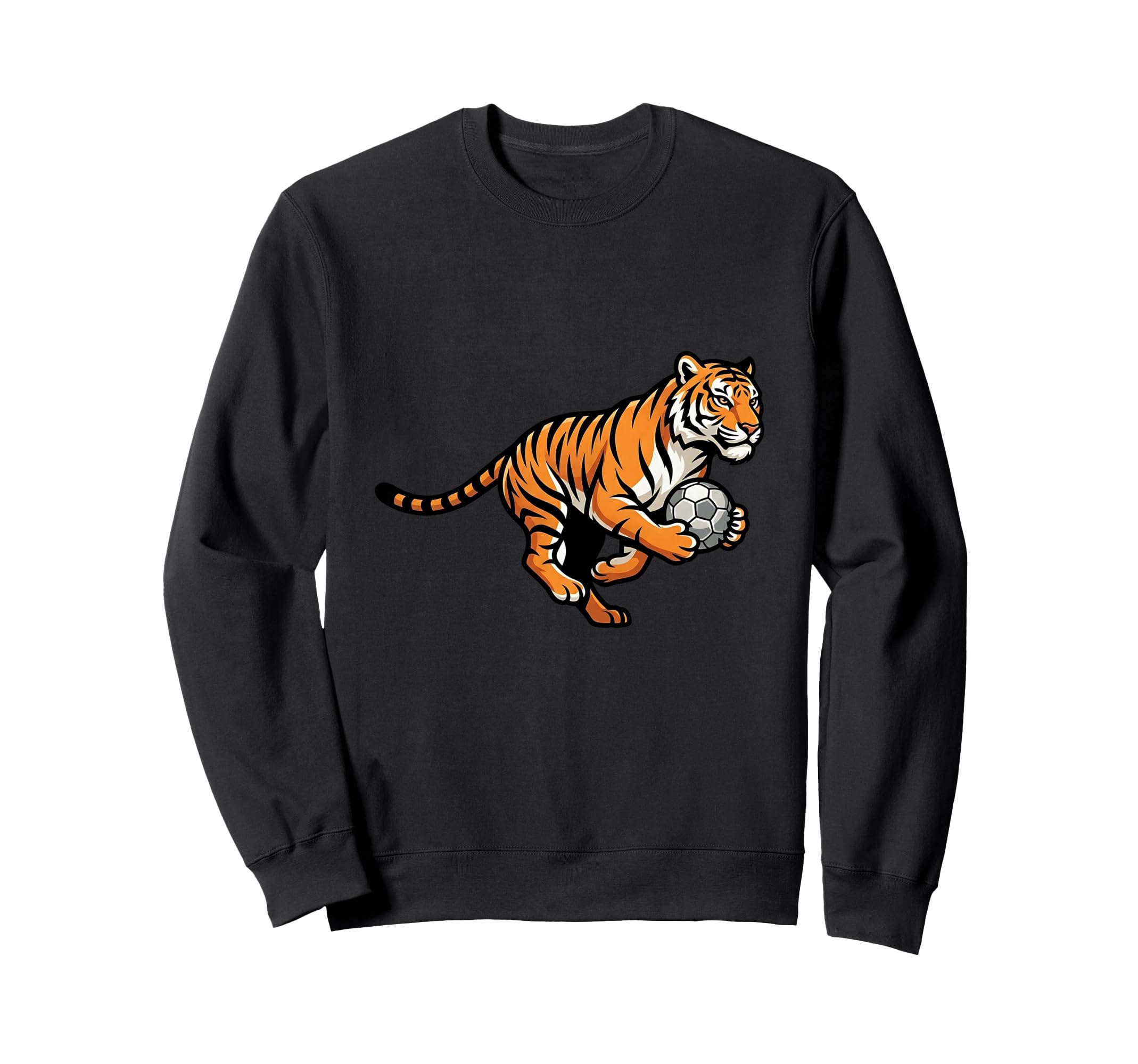 Soccer Tiger Holding Ball Fierce Sports Sweatshirt - Unique Graphic Unisex - T-Shirt, Sweatshirt, Hoodie