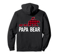 Red Buffalo Plaid Papa Bear 3 Cubs Hoodie - Aesthetic Graphic for Adults - T-Shirt, Sweatshirt, Hoodie