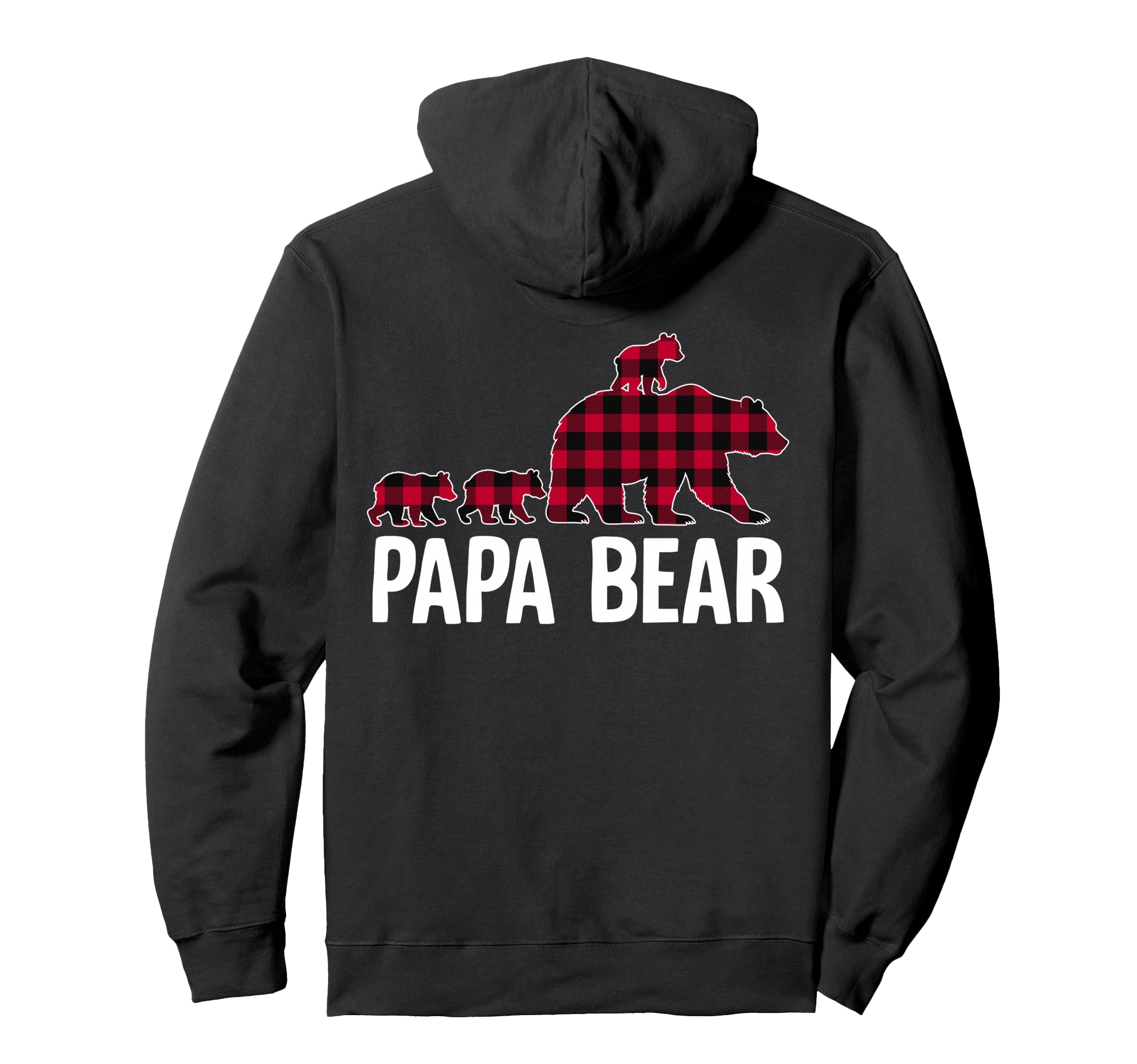 Red Buffalo Plaid Papa Bear 3 Cubs Hoodie - Aesthetic Graphic for Adults - T-Shirt, Sweatshirt, Hoodie