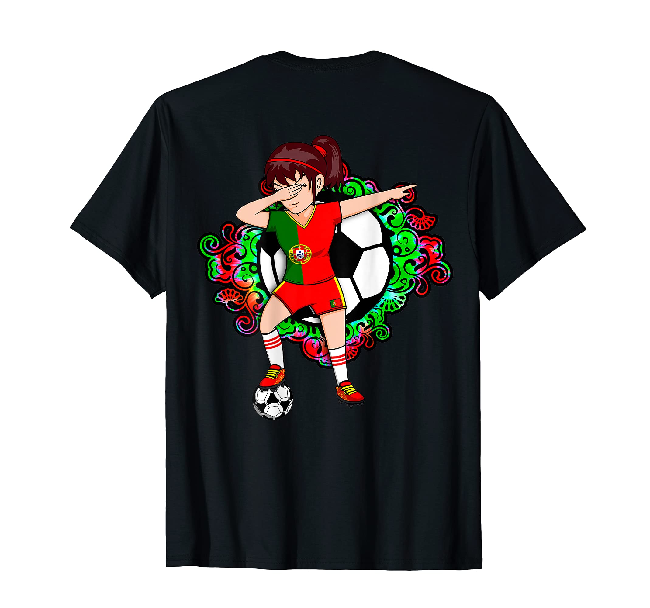 Dabbing Soccer Portugal Jersey Floral T-Shirt - Trendy Graphic Unisex - T-Shirt, Sweatshirt, Hoodie