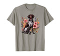 Gsp Hunting Dog Flowers German T-Shirt - Aesthetic Graphic Unisex - T-Shirt, Sweatshirt, Hoodie