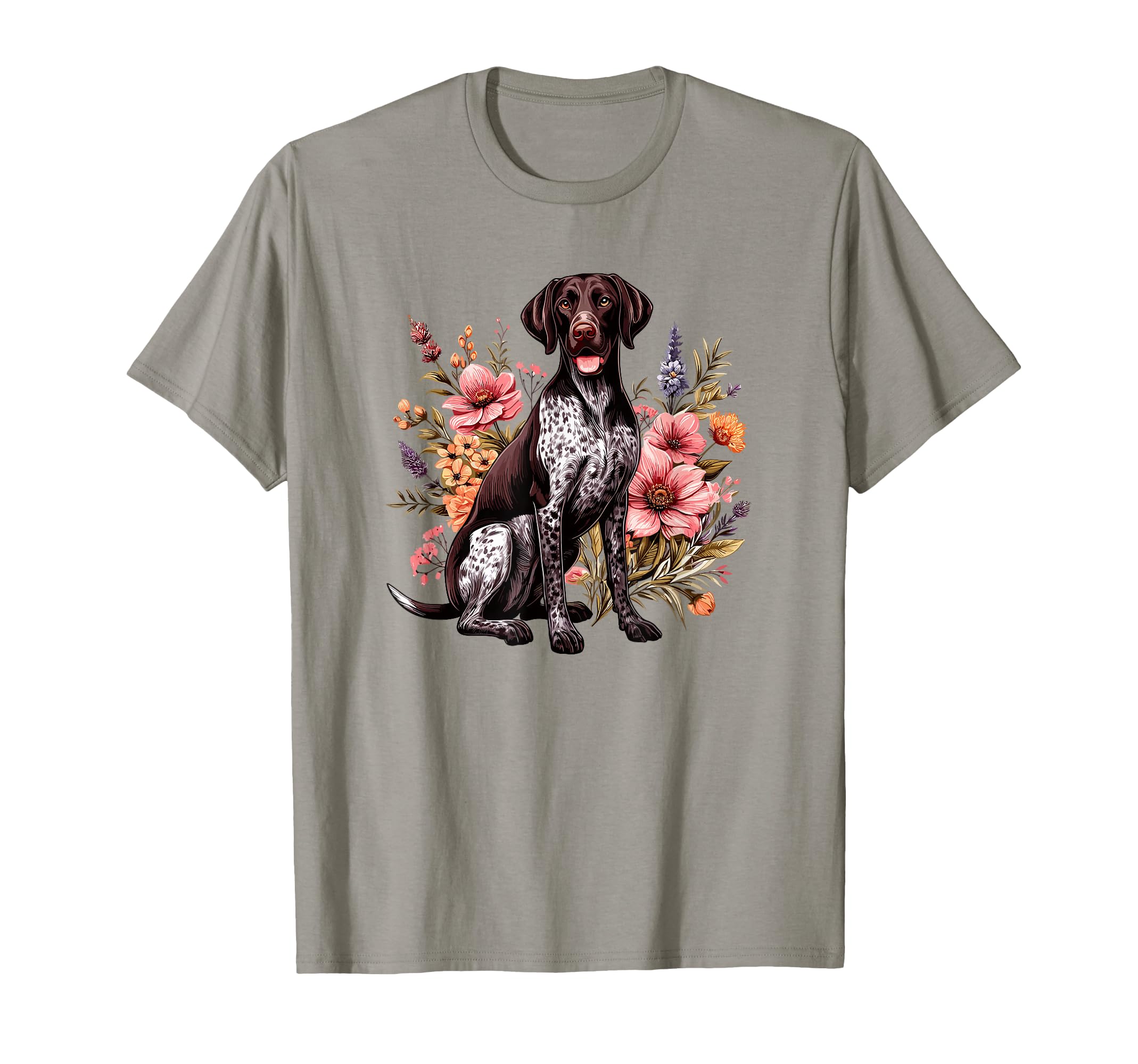 Gsp Hunting Dog Flowers German T-Shirt - Aesthetic Graphic Unisex - T-Shirt, Sweatshirt, Hoodie