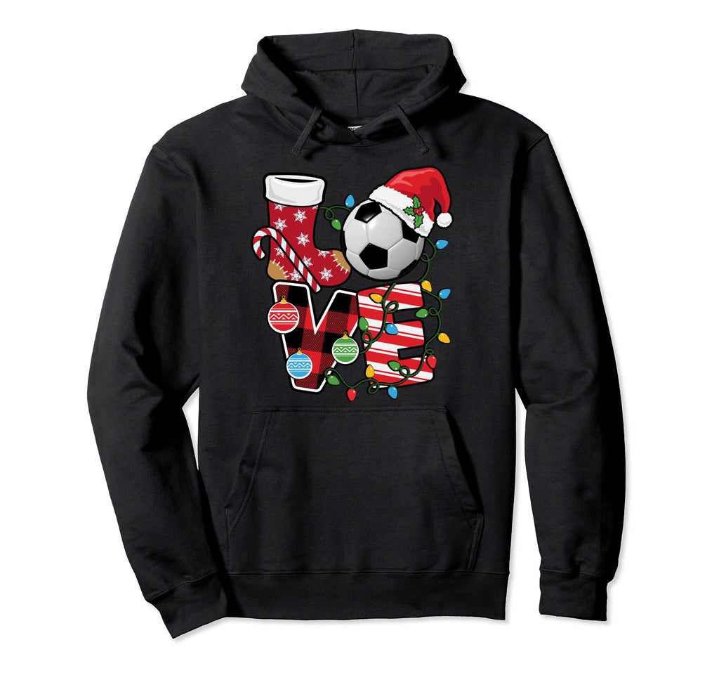 Soccer Pajamas Fun Red Plaid Santa Hat Hoodie - Minimalist Print Men Women - T-Shirt, Sweatshirt, Hoodie