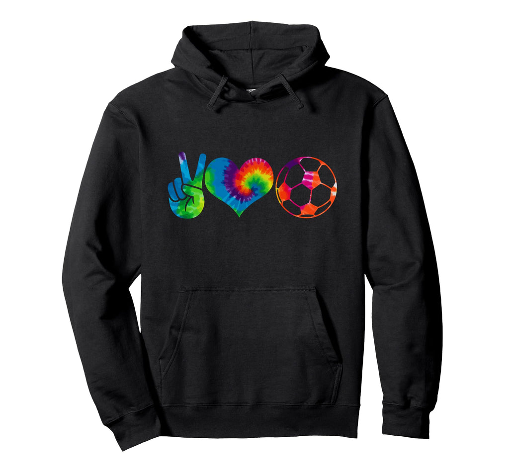 Soccer Tie Dye Peace Love Soccer Hoodie - Casual Everyday Wear Men Women - T-Shirt, Sweatshirt, Hoodie