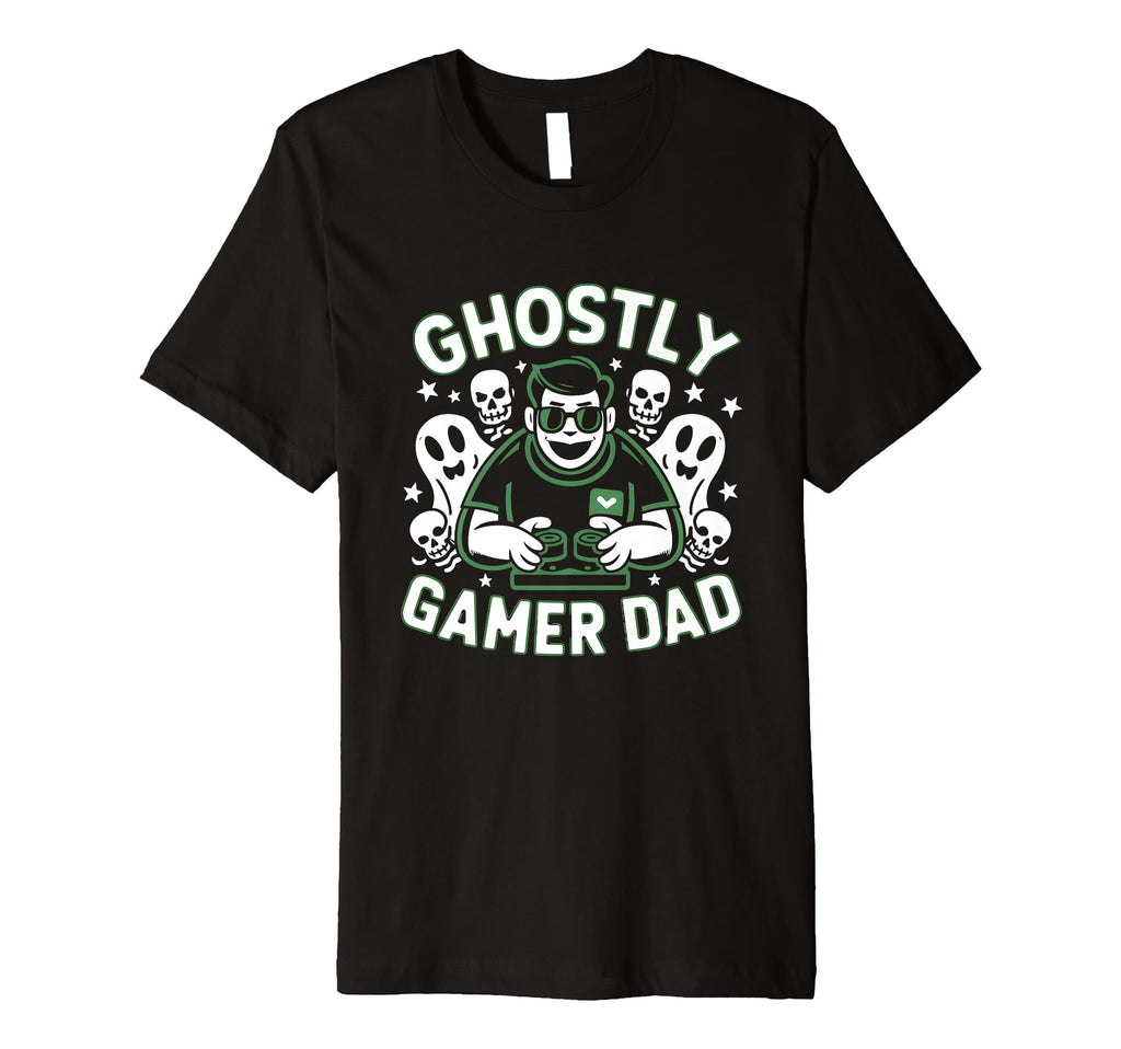Ghostly Gamer Dad Halloween Fun T-Shirt - Unique Graphic Men Women - T-Shirt, Sweatshirt, Hoodie