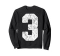 Distressed White Number 3 Jersey Sweatshirt - Custom Art Print Men Women - T-Shirt, Sweatshirt, Hoodie