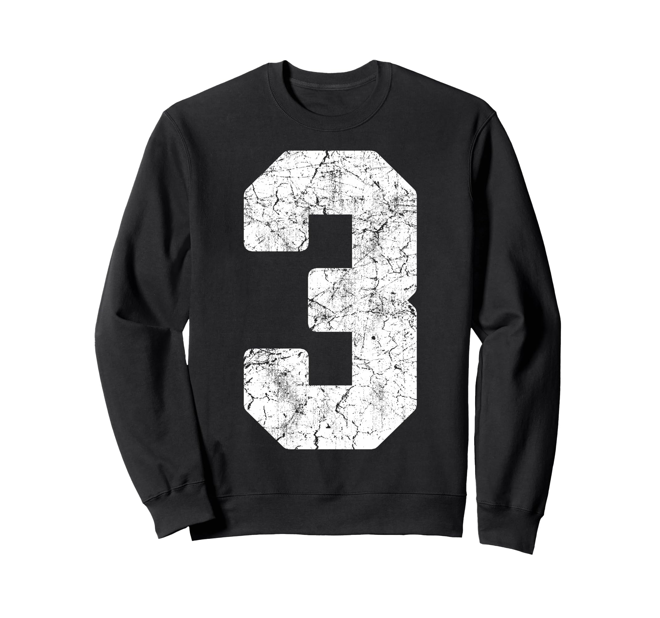 Distressed White Number 3 Jersey Sweatshirt - Custom Art Print Men Women - T-Shirt, Sweatshirt, Hoodie
