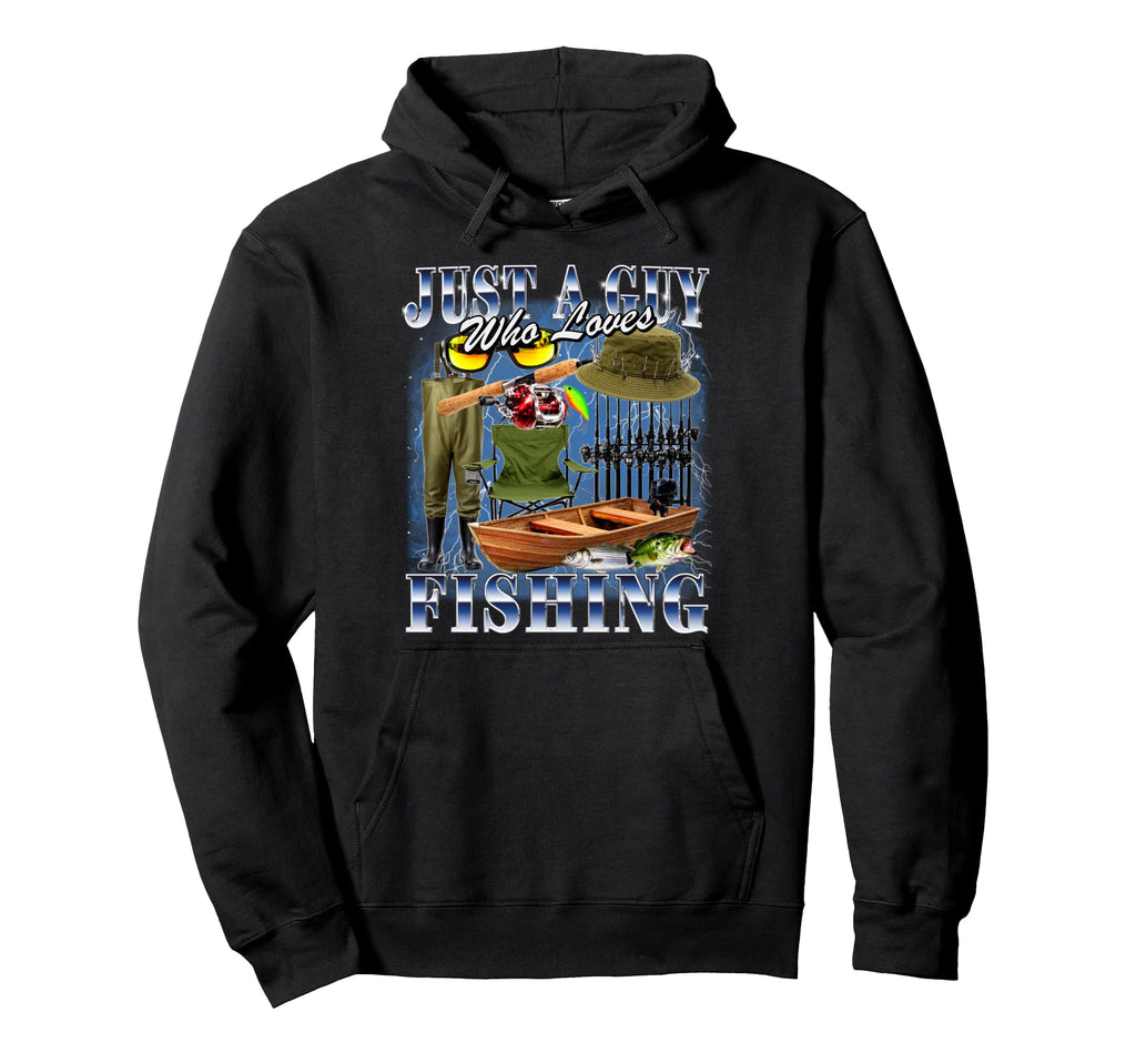Just Guy Who Loves Fishing Bootleg 90S Hoodie - Trendy Graphic Unisex - T-Shirt, Sweatshirt, Hoodie