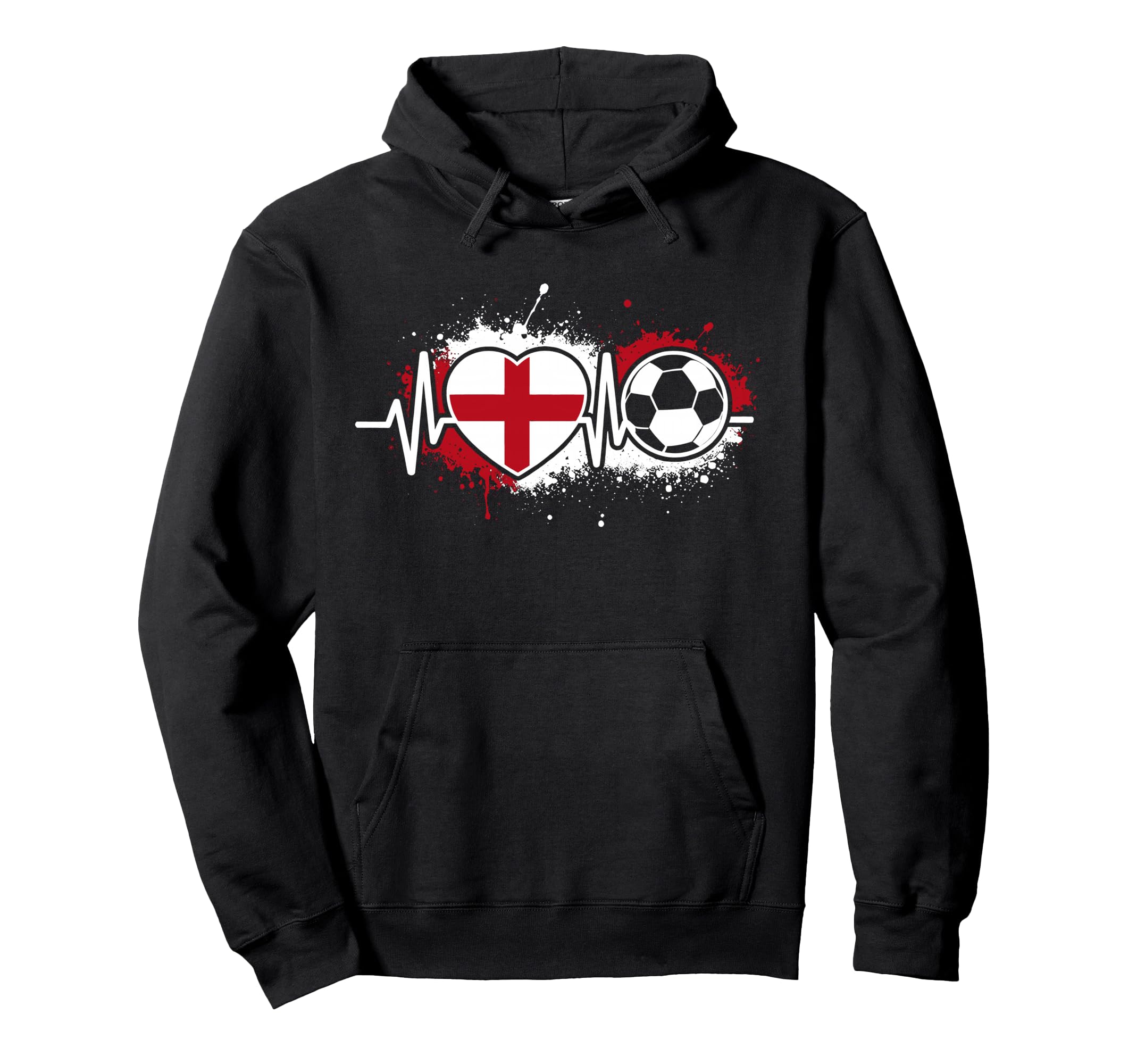 Heartbeat England Soccer Flag Supporter Hoodie - Minimalist Print Unisex - T-Shirt, Sweatshirt, Hoodie