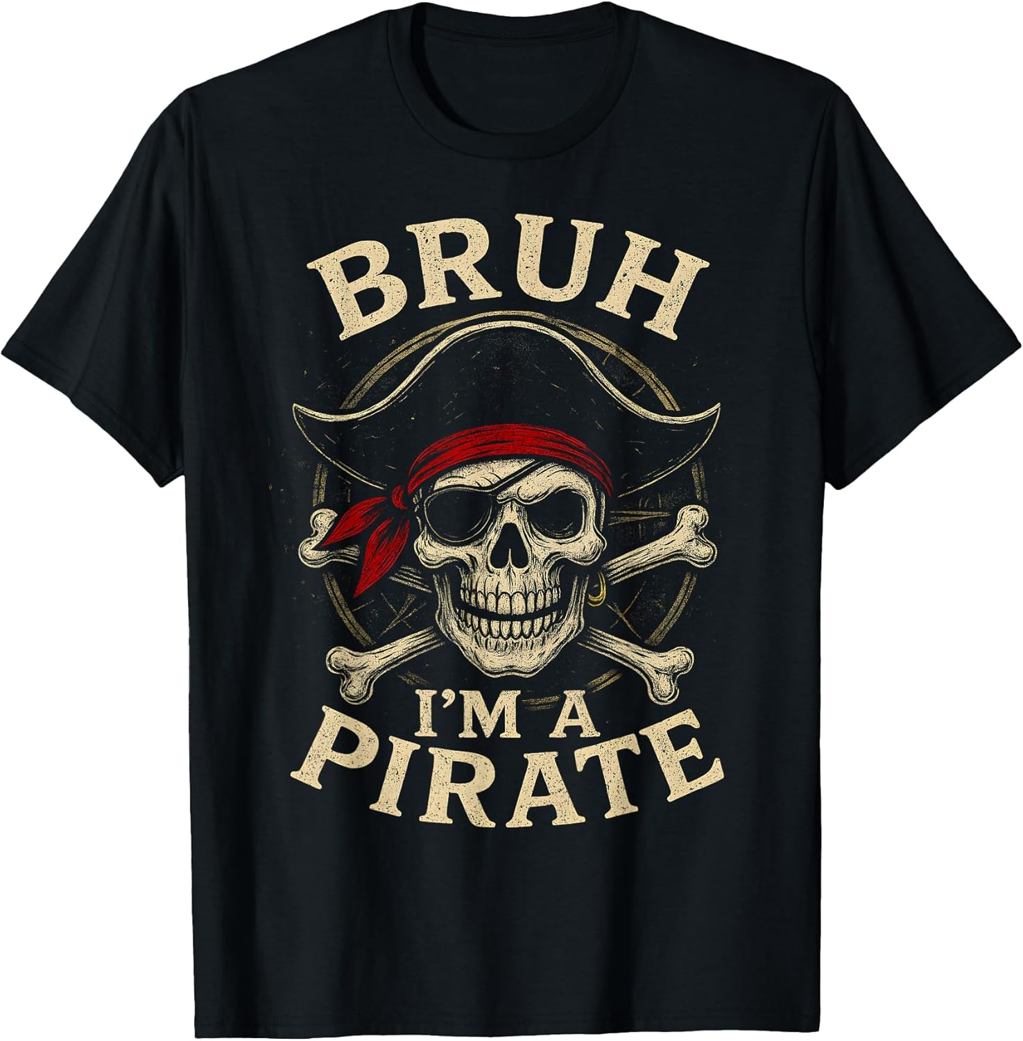 Bruh I'm a Pirate Lazy Skull Costume Halloween - Adult & Kids T-Shirts, Sweatshirts & Hoodies apparel design preview 1