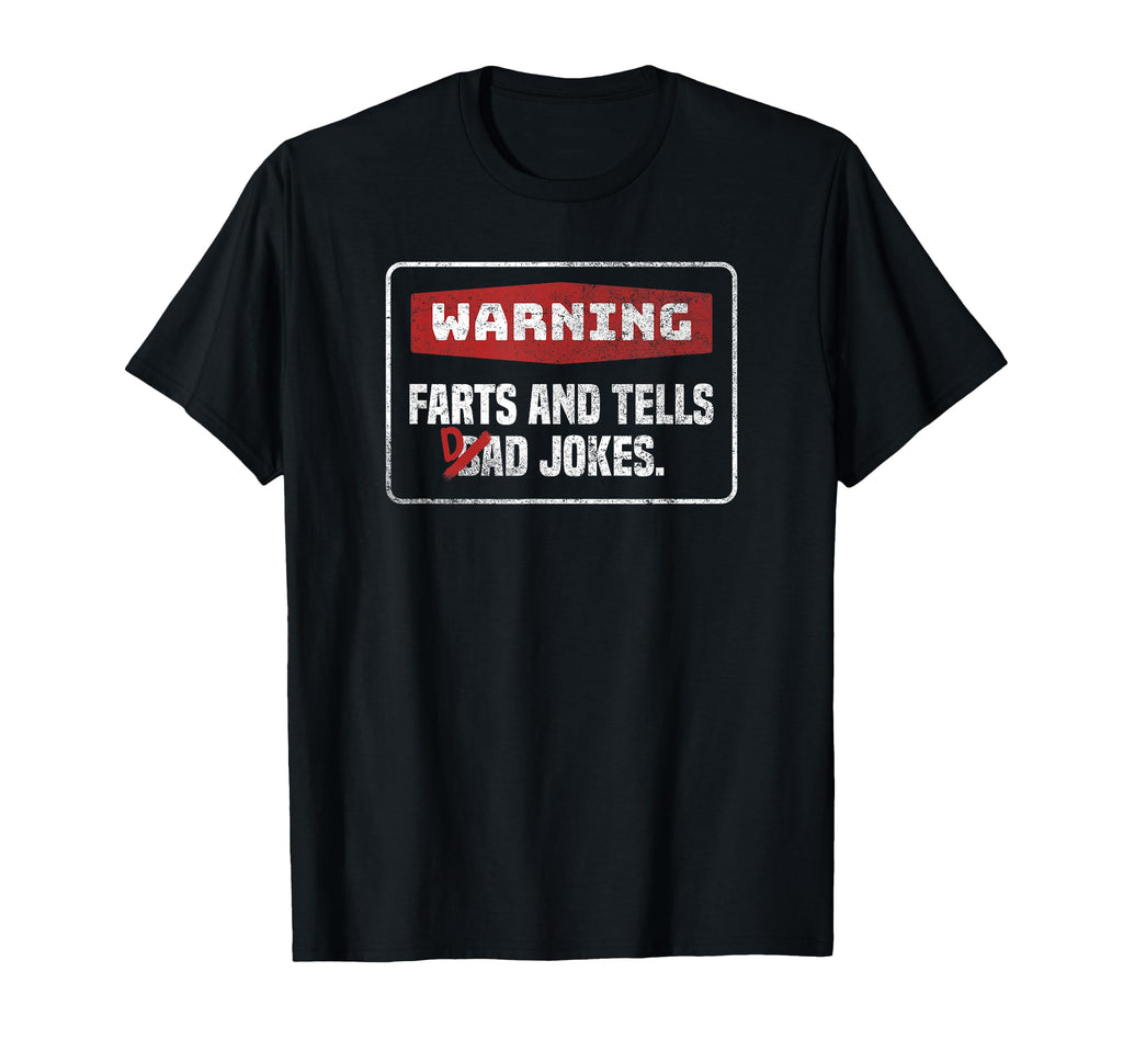 Trendy Centered Warning Dad Jokes T-Shirt - Fun Novelty Design Unisex - T-Shirt, Sweatshirt, Hoodie