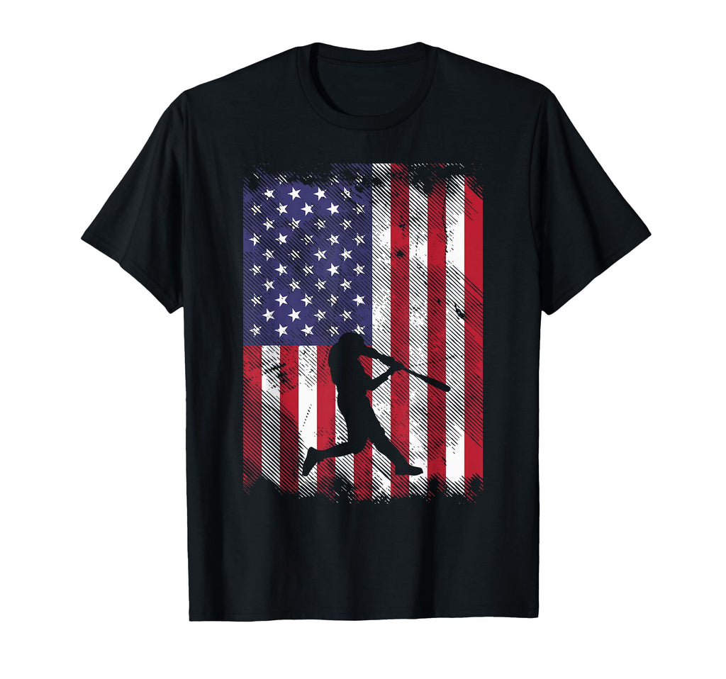 Us American Flag Baseball Player T-Shirt - Streetwear Style Men Women - T-Shirt, Sweatshirt, Hoodie