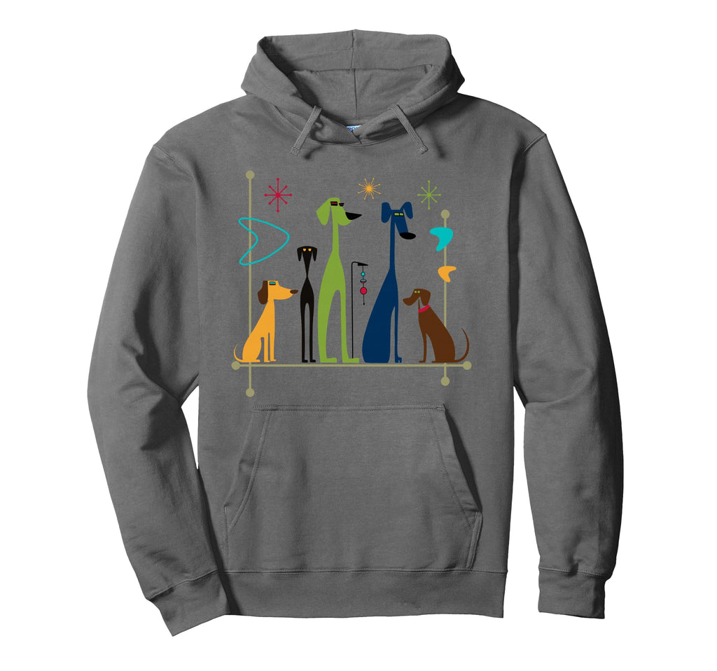 Mid Century Modern Dogs 50S 60S Hoodie - Fun Novelty Design for Adults - T-Shirt, Sweatshirt, Hoodie