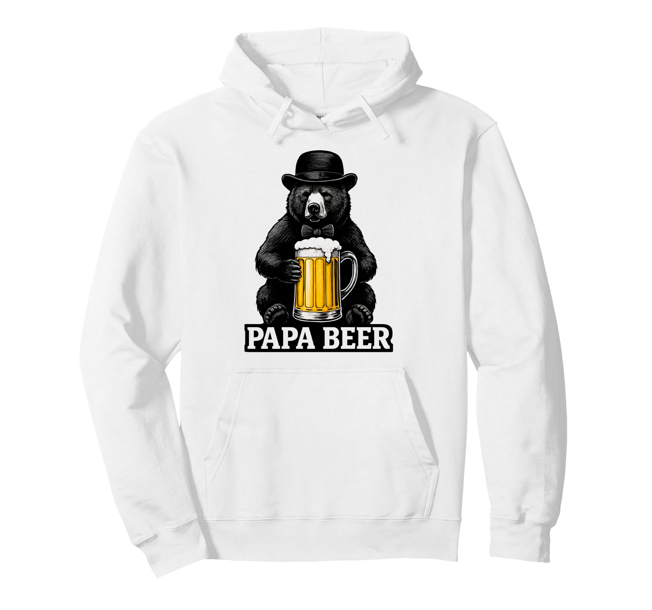 Papa Beer Funny Dad Bear Drinking Hoodie - Minimalist Print Men Women - T-Shirt, Sweatshirt, Hoodie
