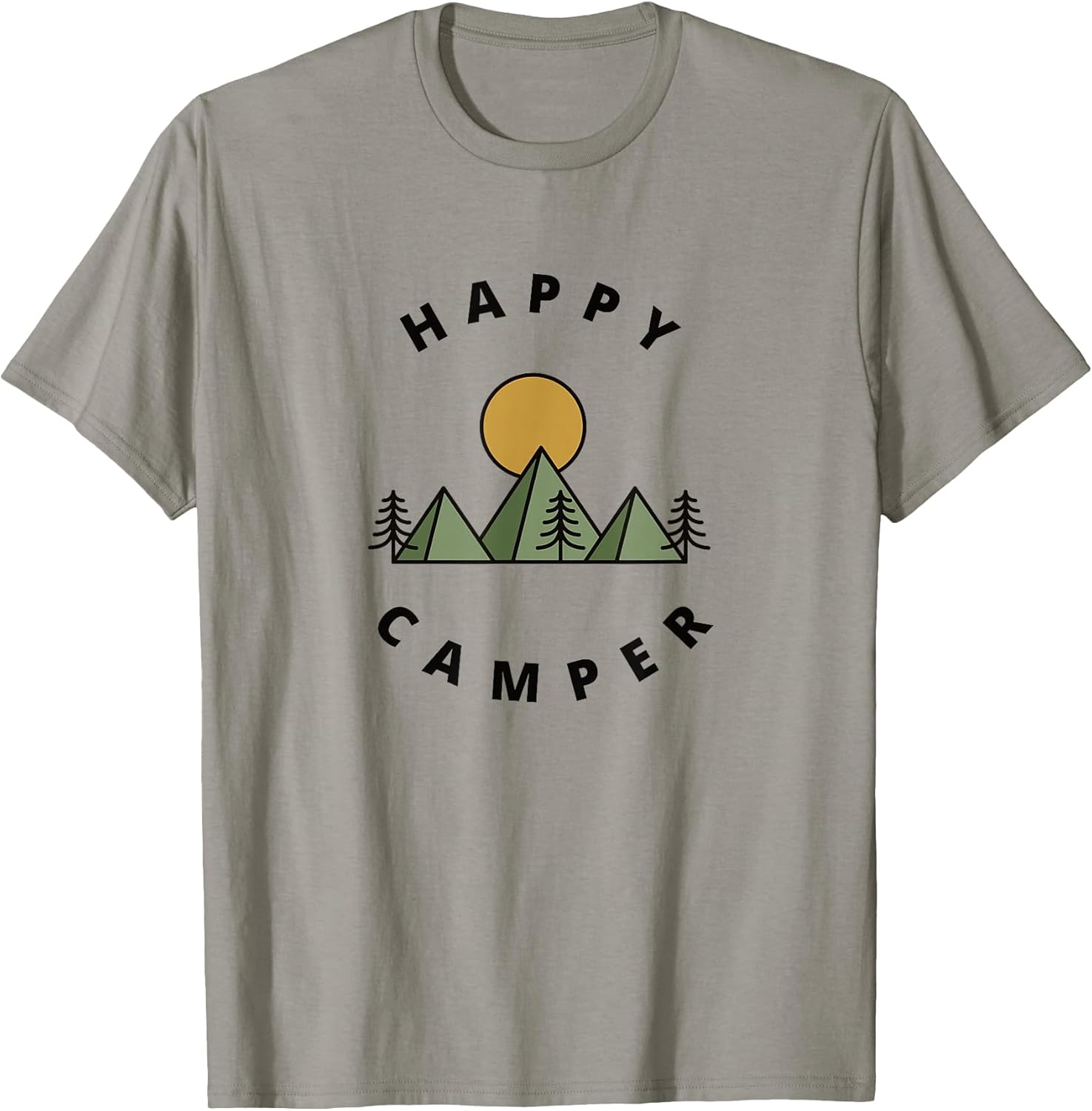 Happy Camper Camping Camp Forest Mountains Minimalist - Adult & Kids T-Shirts, Sweatshirts & Hoodies apparel design preview 1