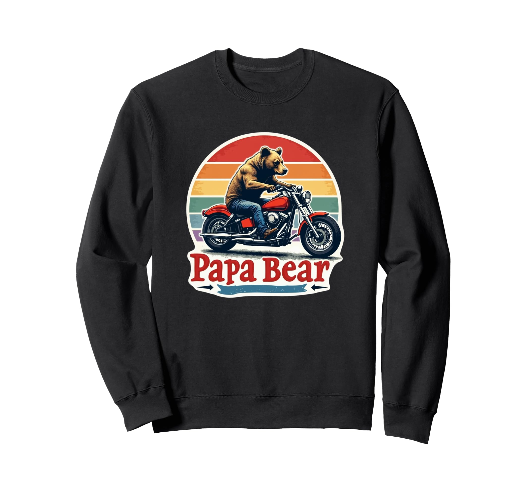 Papa Bear Bear Riding Motorcycle Sweatshirt - Streetwear Style for Adults - T-Shirt, Sweatshirt, Hoodie