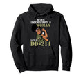 Never Underestimate Dd 214 Female Hoodie - Aesthetic Graphic Unisex - T-Shirt, Sweatshirt, Hoodie