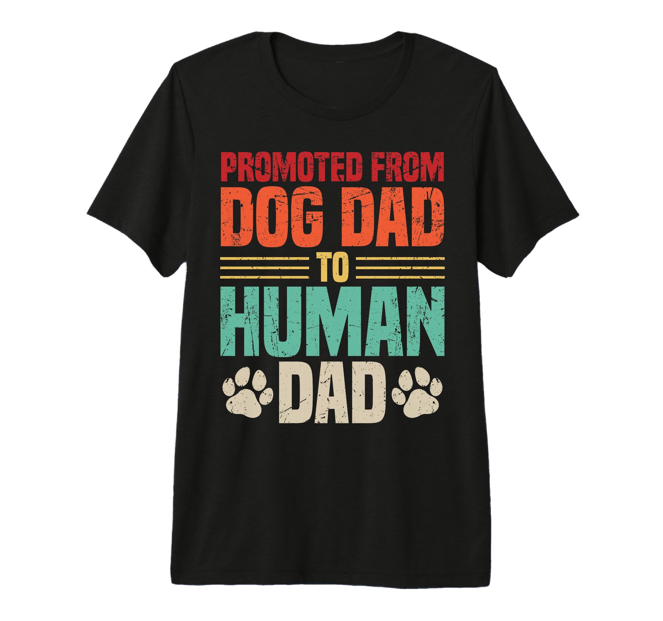 Promoted From Dog Dad To Human Dad Funny T-Shirt - Minimalist Print Unisex - T-Shirt, Sweatshirt, Hoodie