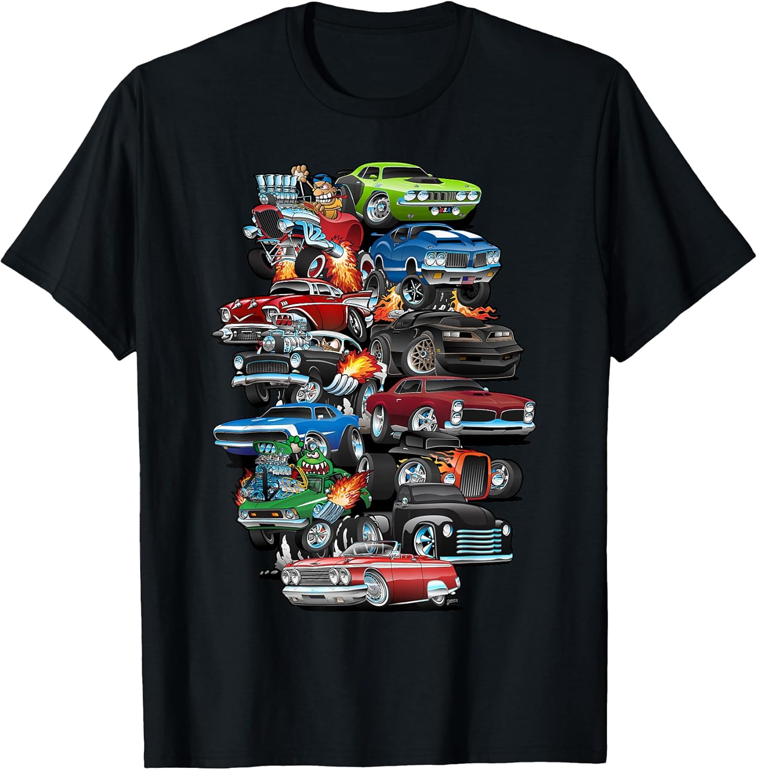 Car Madness! Muscle Cars, Classic and Hotrods Cartoon - Adult & Kids T-Shirts, Sweatshirts & Hoodies apparel design preview 1