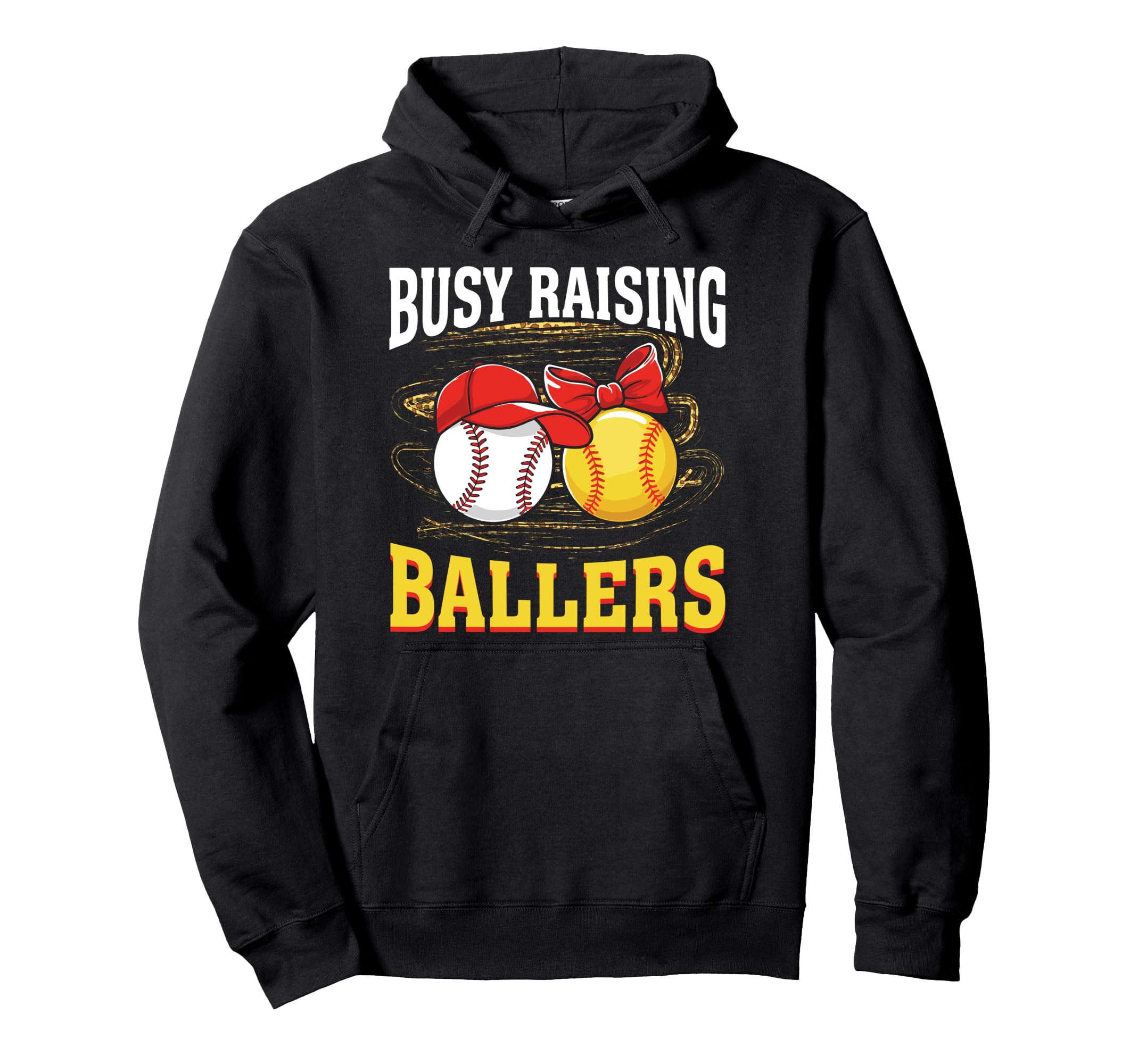 Busy Raising Ballers Baseball Softball Mom Hoodie - Unique Graphic Unisex - T-Shirt, Sweatshirt, Hoodie