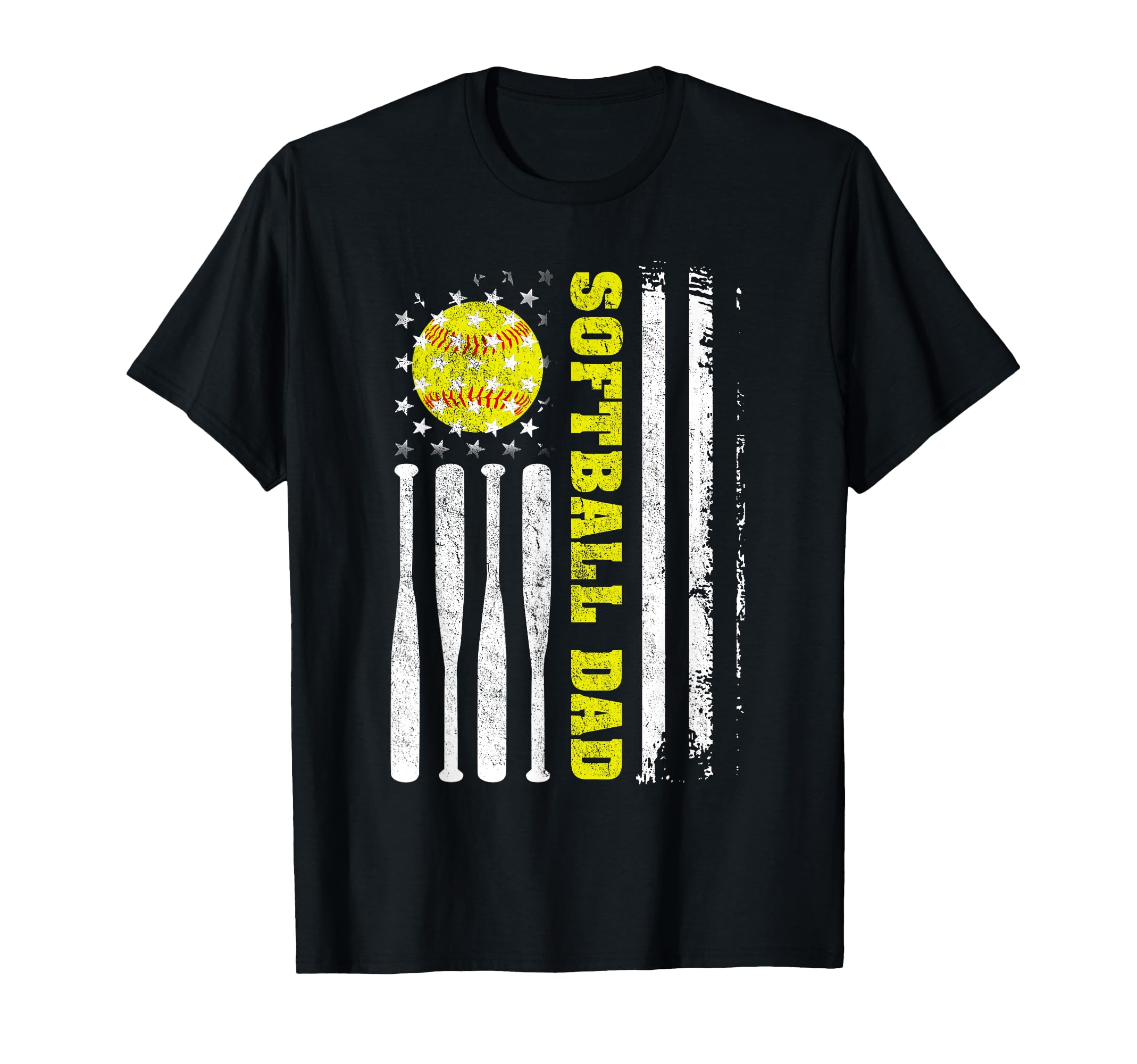 Softball Dad Usa American Flag Fathers T-Shirt - Streetwear Style Unisex - T-Shirt, Sweatshirt, Hoodie