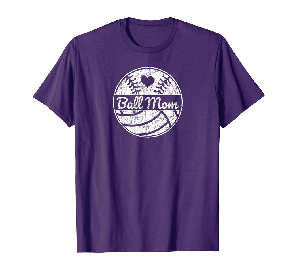 Ball Mom Half Baseball Softball Half T-Shirt - Unique Graphic Unisex - T-Shirt, Sweatshirt, Hoodie
