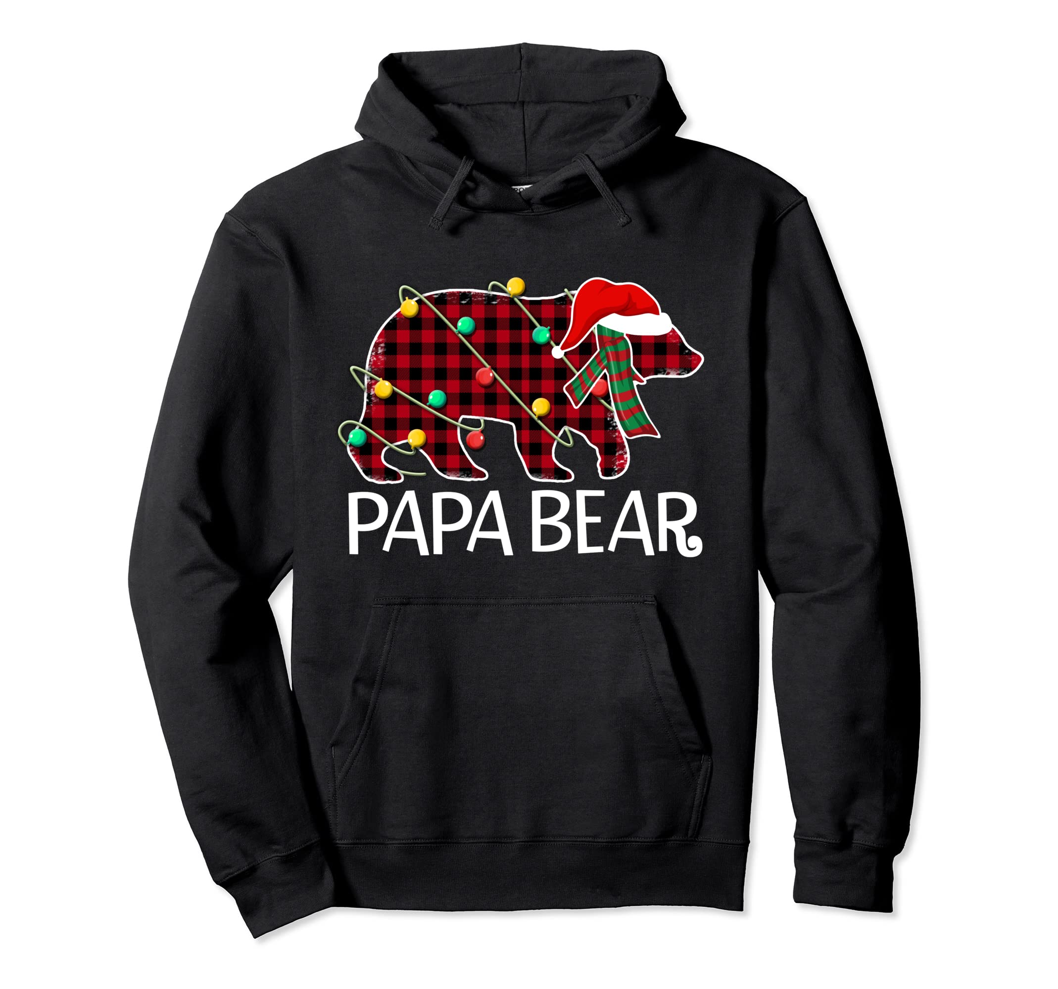 Red Plaid Papa Bear Matching Family Hoodie - Graphic Print for Adults - T-Shirt, Sweatshirt, Hoodie