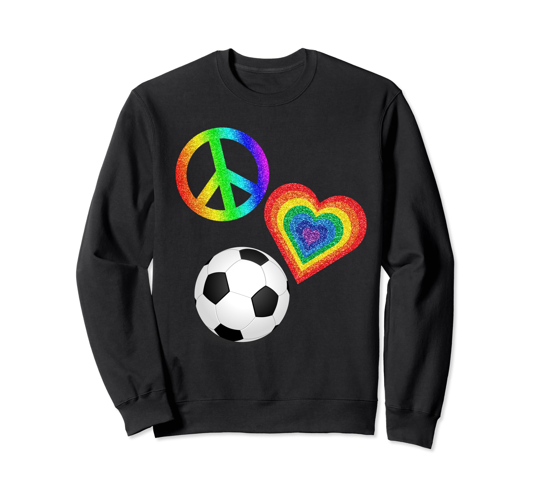 Soccer Rainbow Peace Sign Rainbow Sweatshirt - Casual Everyday Wear Unisex - T-Shirt, Sweatshirt, Hoodie