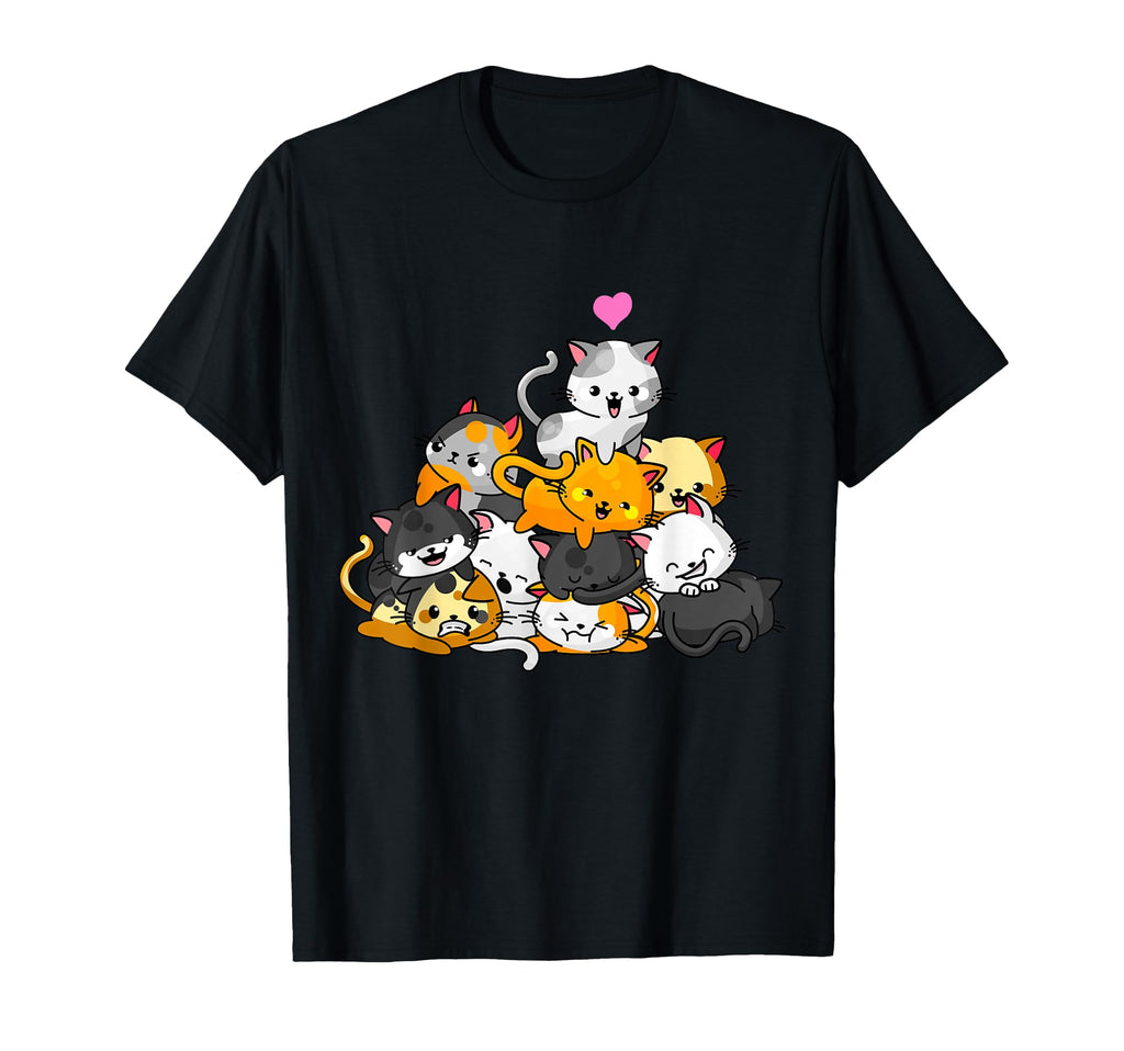 Cat Kitty Pile Cats Anime Kawaii Neko Gift T-Shirt - Graphic Print Unisex - T-Shirt, Sweatshirt, Hoodie