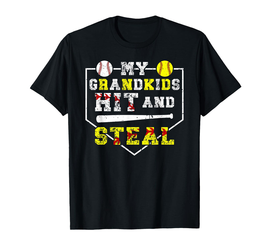 My Grandkids Hit And Steal Softball T-Shirt - Novelty Apparel Men Women - T-Shirt, Sweatshirt, Hoodie