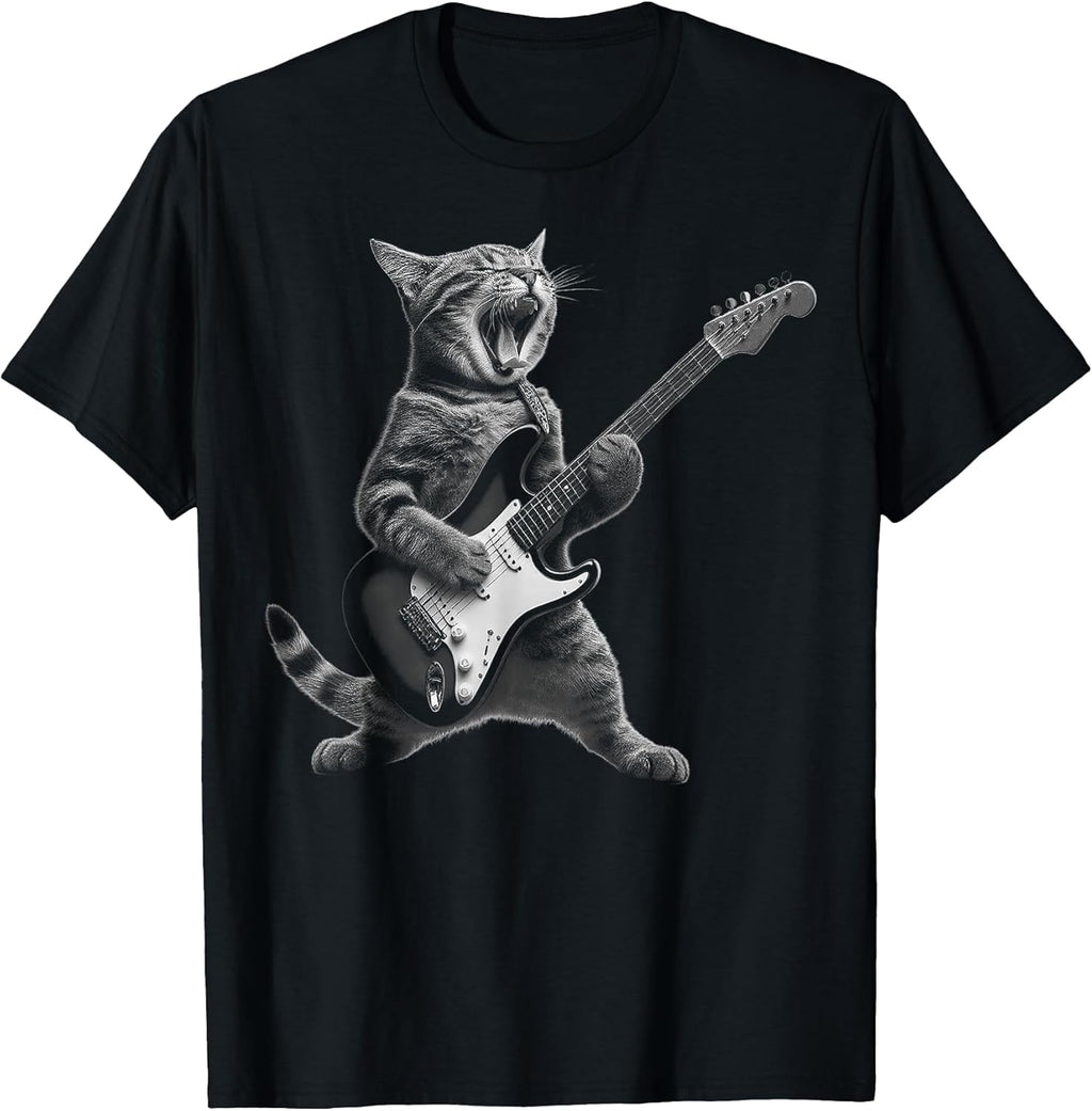 Funny Cat Playing Guitar Rock and Roll Gifts Men - Adult & Kids T-Shirts, Sweatshirts & Hoodies apparel design preview 1