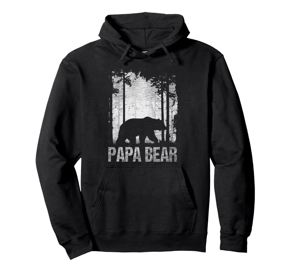 Papa Bear Silhouette Forest Hoodie - Unique Graphic Unisex - T-Shirt, Sweatshirt, Hoodie