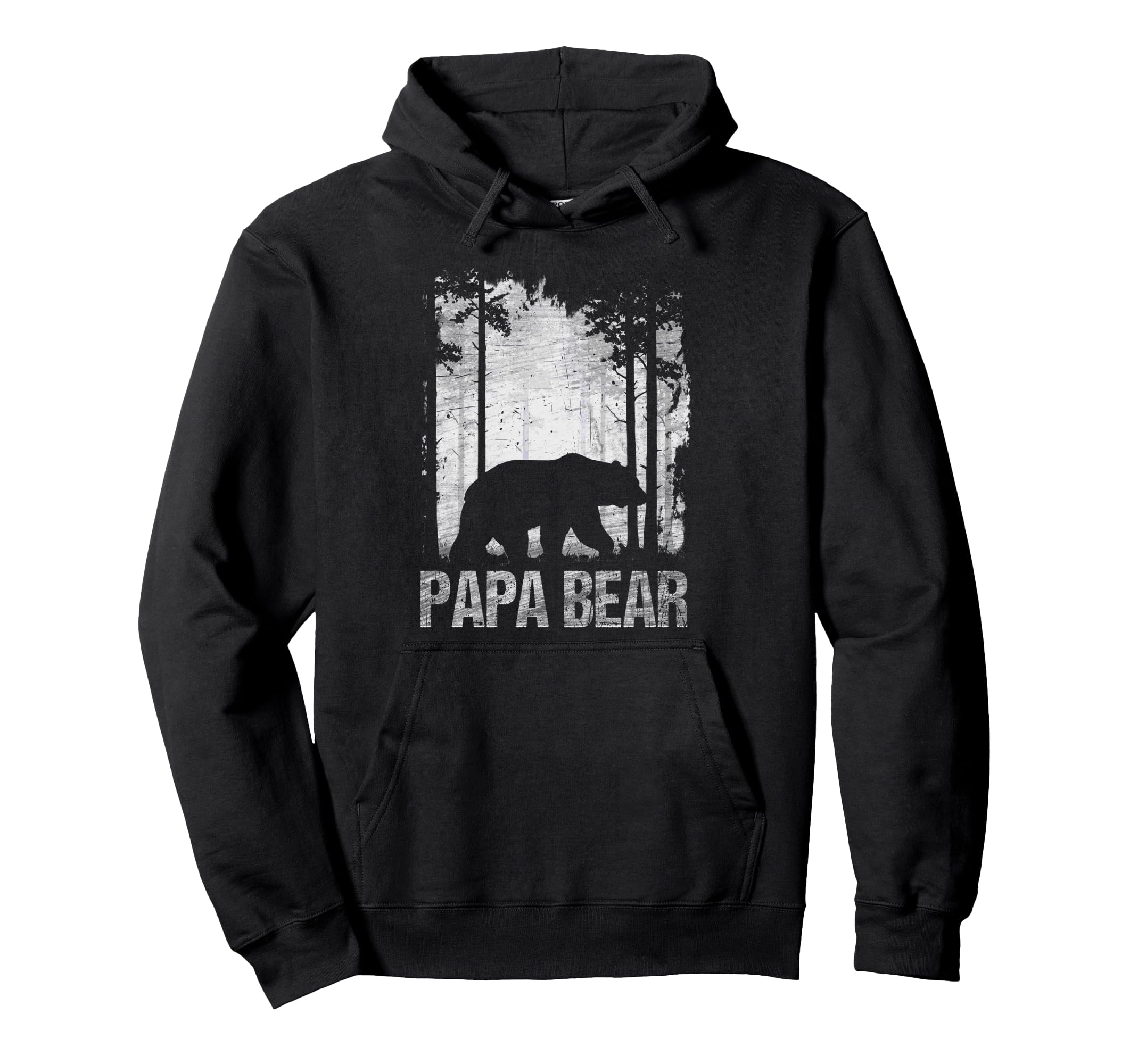 Papa Bear Silhouette Forest Hoodie - Unique Graphic Unisex - T-Shirt, Sweatshirt, Hoodie