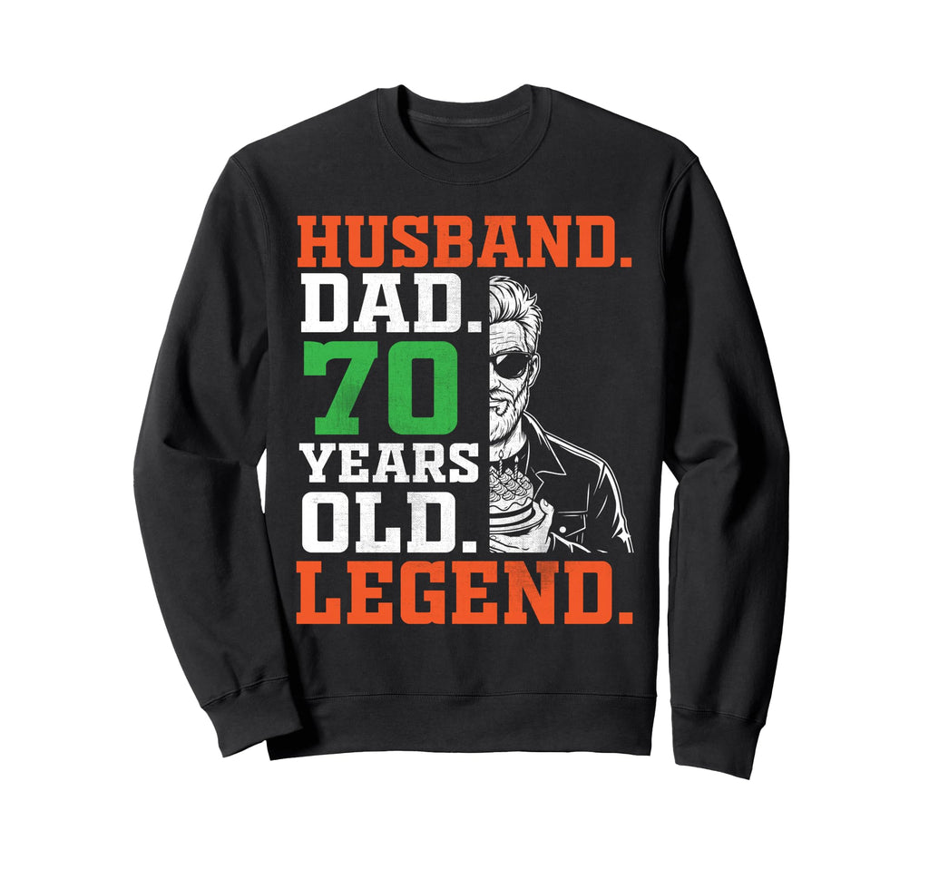 Happy Husband Dad 70 Years Old Sweatshirt - Trendy Graphic for Adults - T-Shirt, Sweatshirt, Hoodie