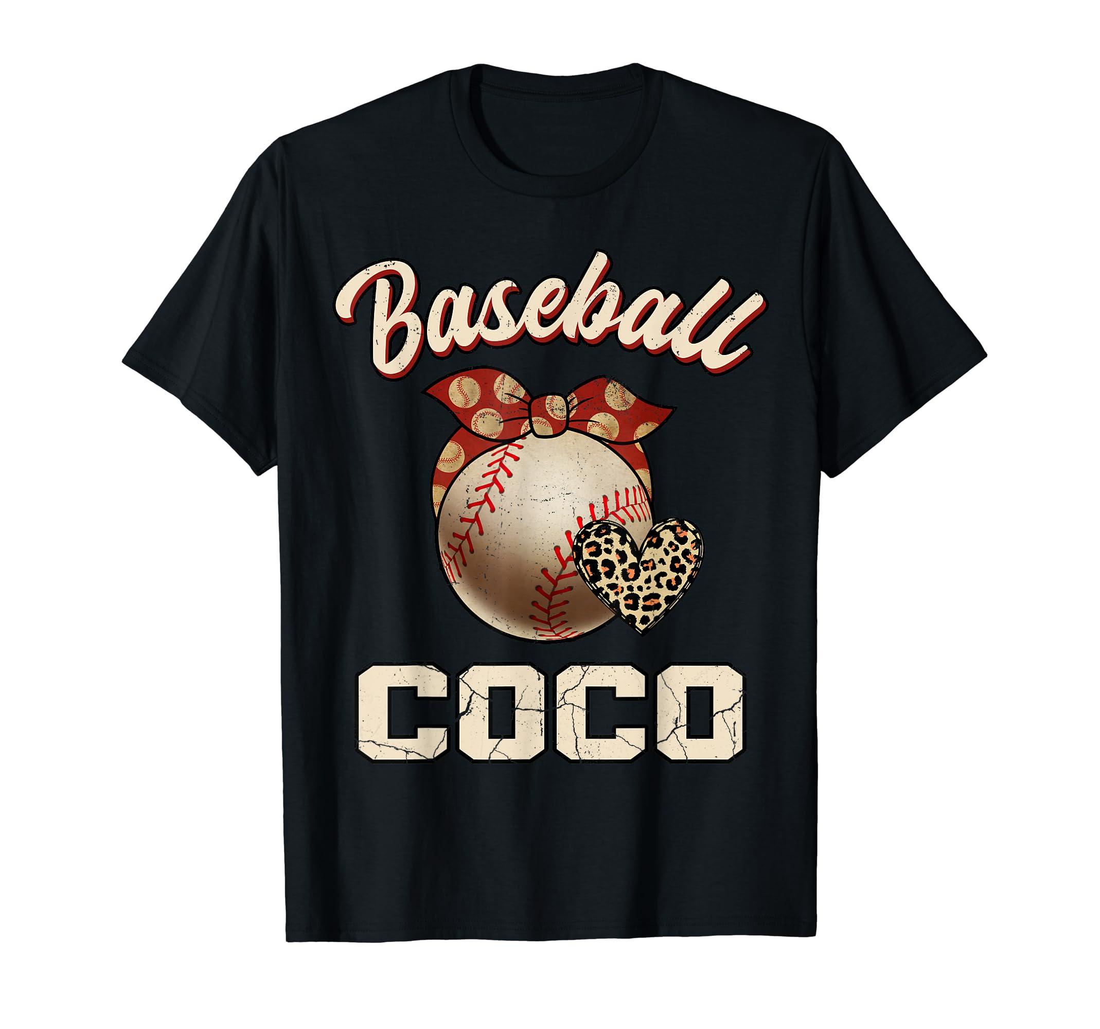 Baseball Coco Bandana Leopard Heart Fans T-Shirt - Unique Graphic Unisex - T-Shirt, Sweatshirt, Hoodie