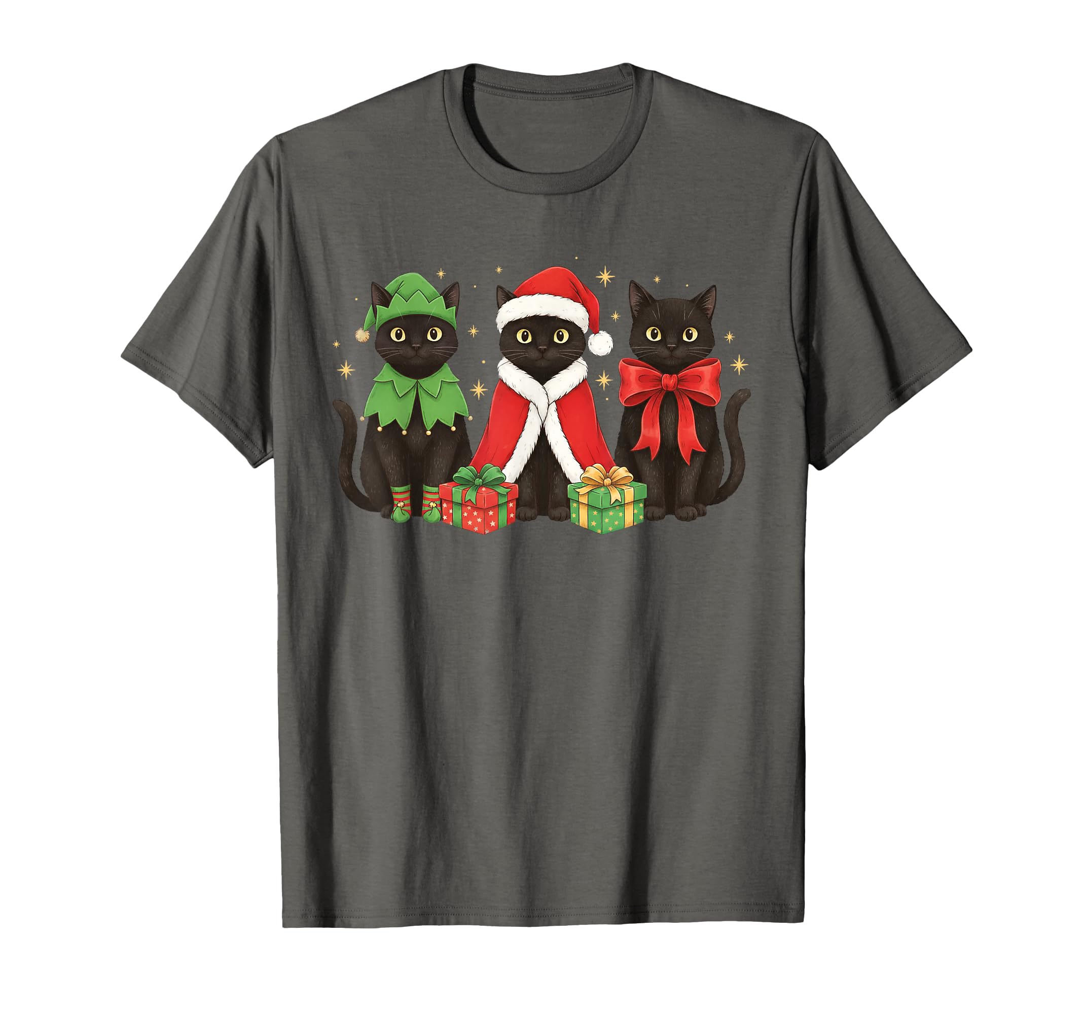 Black Cat Holiday X Mas Funny Santa T-Shirt - Fun Novelty Design Unisex - T-Shirt, Sweatshirt, Hoodie