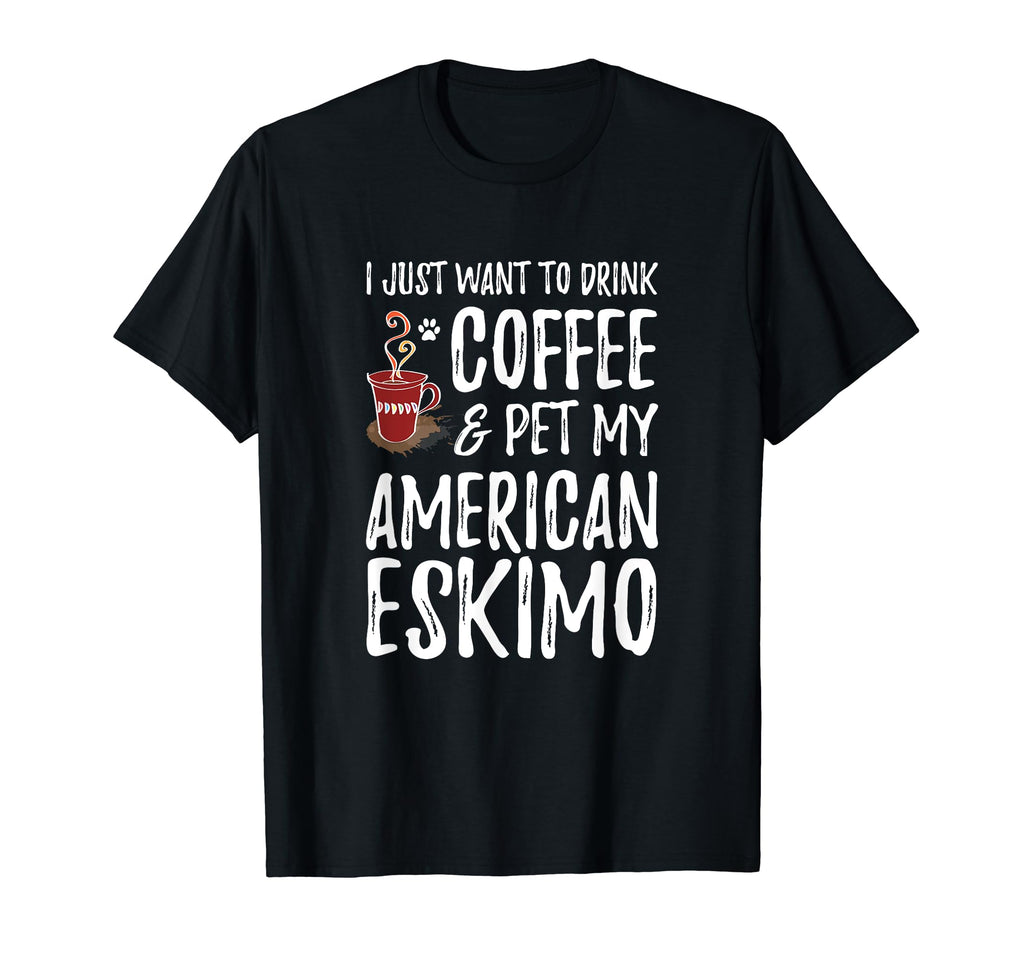Coffee And American Eskimo Dog Mom Or T-Shirt - Minimalist Print Unisex - T-Shirt, Sweatshirt, Hoodie