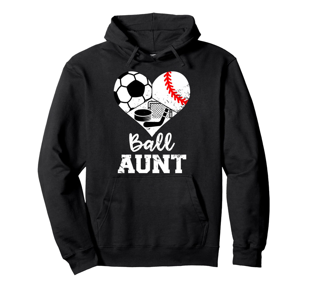 Ball Aunt Heart Funny Soccer Baseball Hoodie - Unique Graphic for Adults - T-Shirt, Sweatshirt, Hoodie