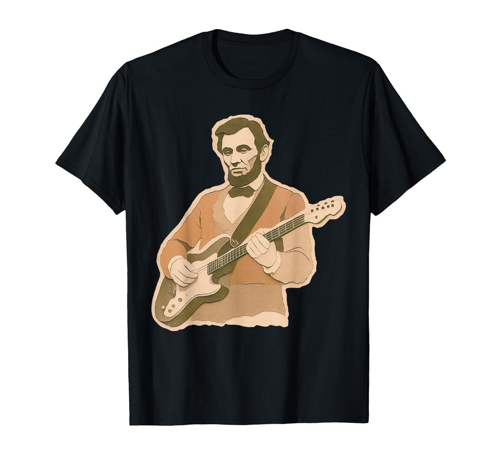 Us Abraham Lincoln Playing Guitar T-Shirt - Custom Art Print Unisex - T-Shirt, Sweatshirt, Hoodie